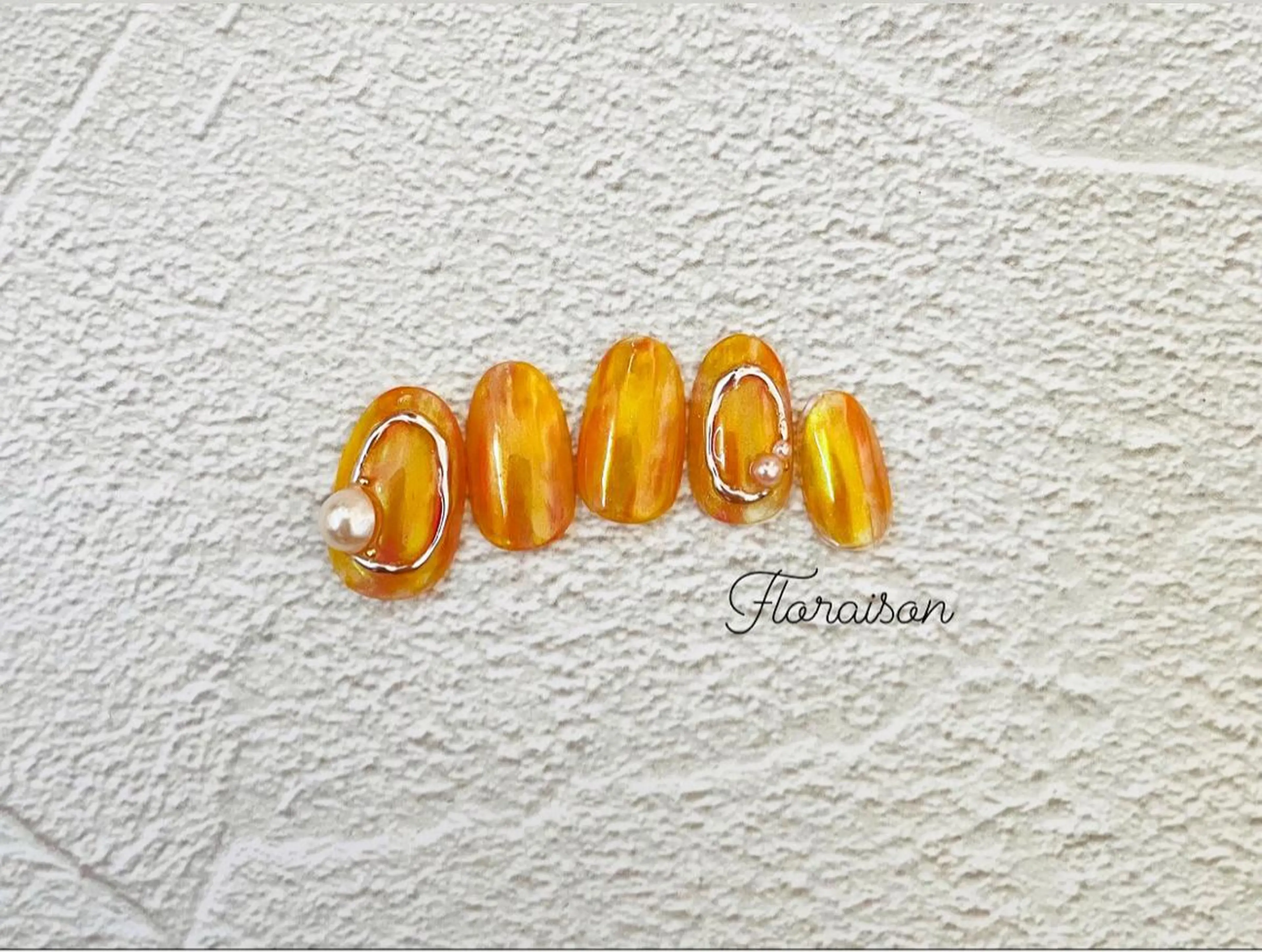 ショート ネイル アートネイル フレンチネイル キラキラネイル 大理石ネイル(マーブル) ミラーネイル Floraison YUIのネイルデザイン