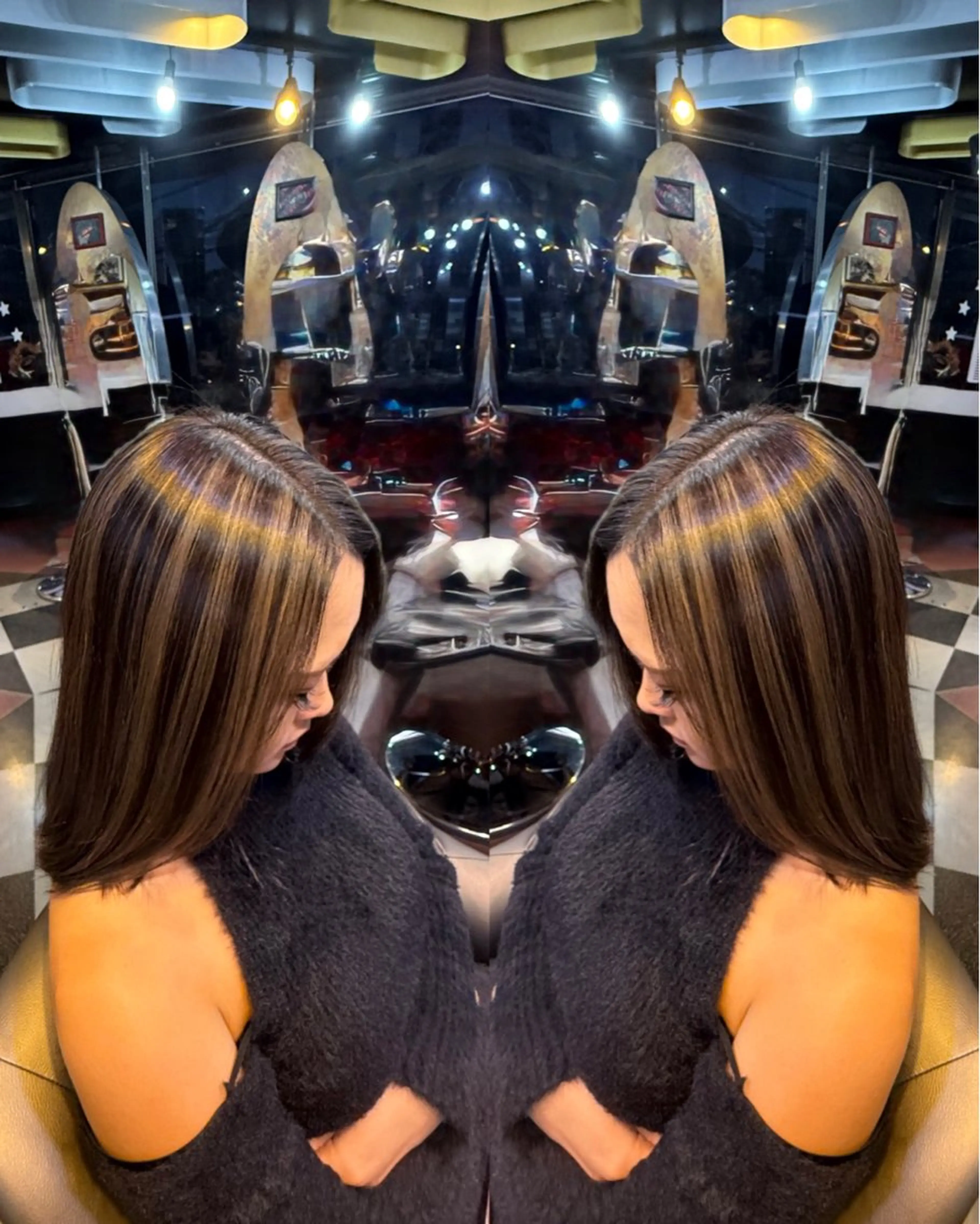 ミディアム カラー ヘアカラー ハイライトエクステ 横浜CHIRIのヘアスタイル