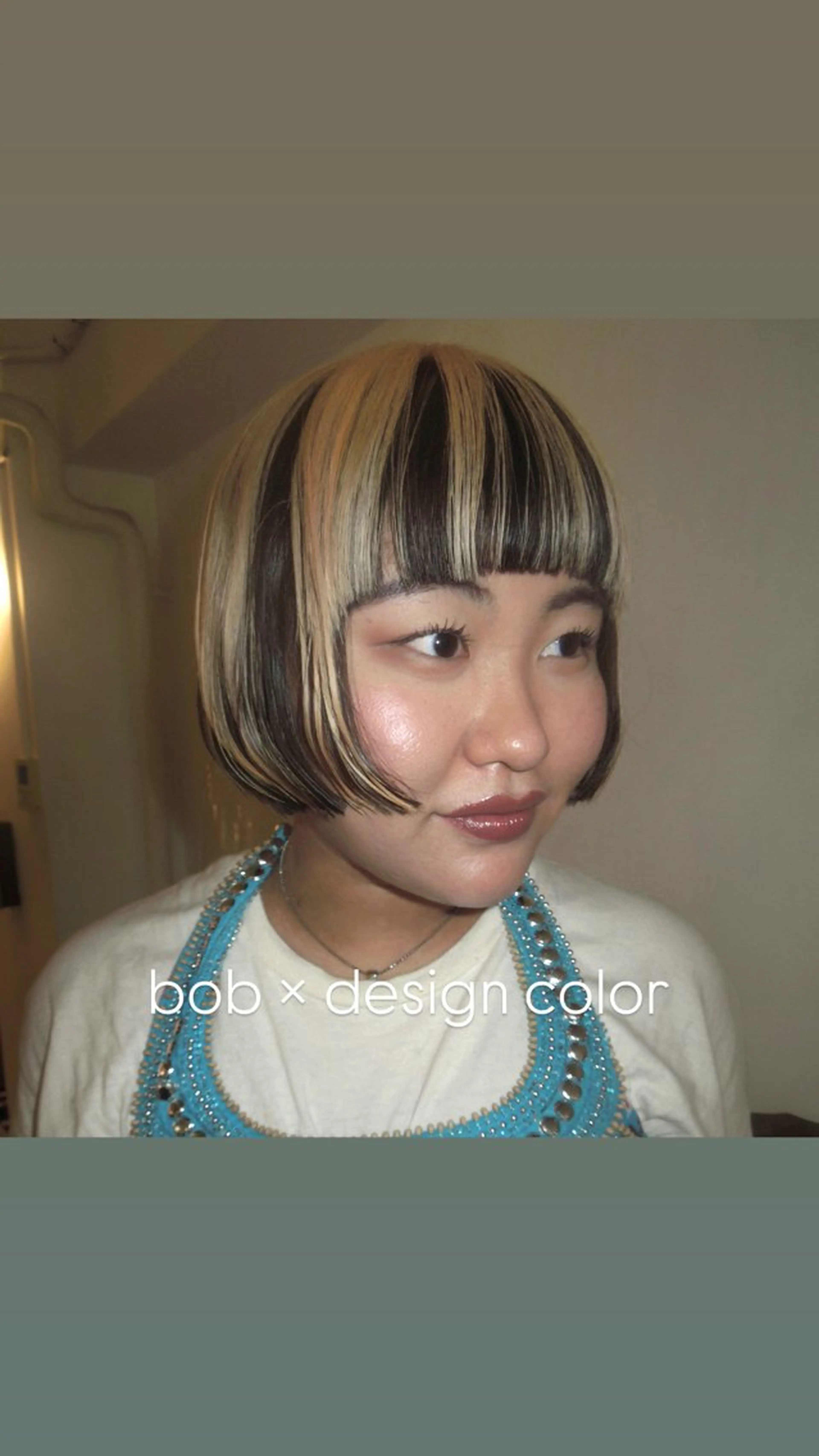 ミディアム カラー ブリーチ デザインカラー ワイドバング タマキ/似合わせ カット/Wカラーのヘアスタイル