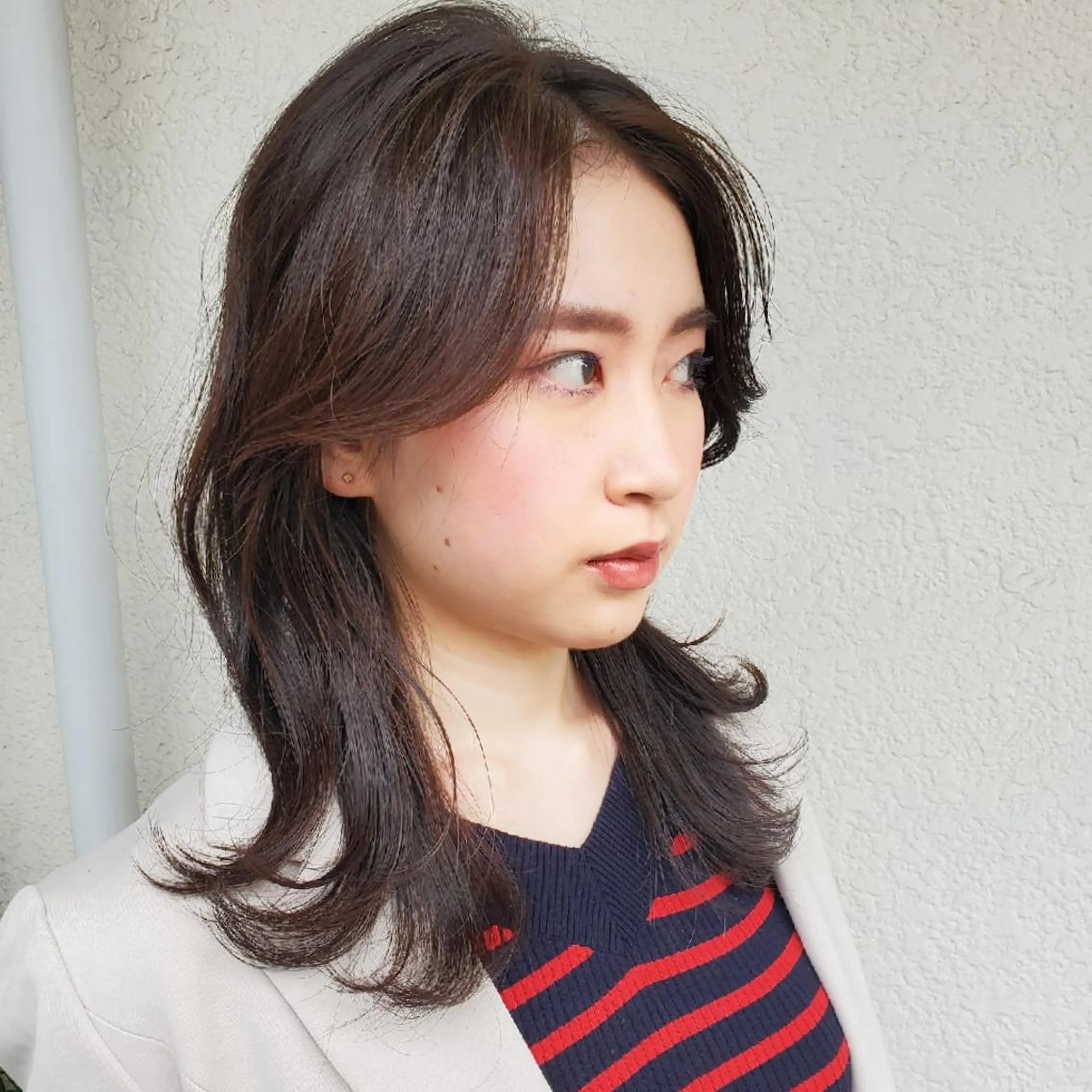 セミロング カラー 切りっぱなしボブ ショートボブ セミロングパーマ バレイヤージュ ベージュカラー カット ヘアカラー トリートメント フリーランス所属・韓国ヘア レイヤー くびれヘアMATSUのヘアスタイル