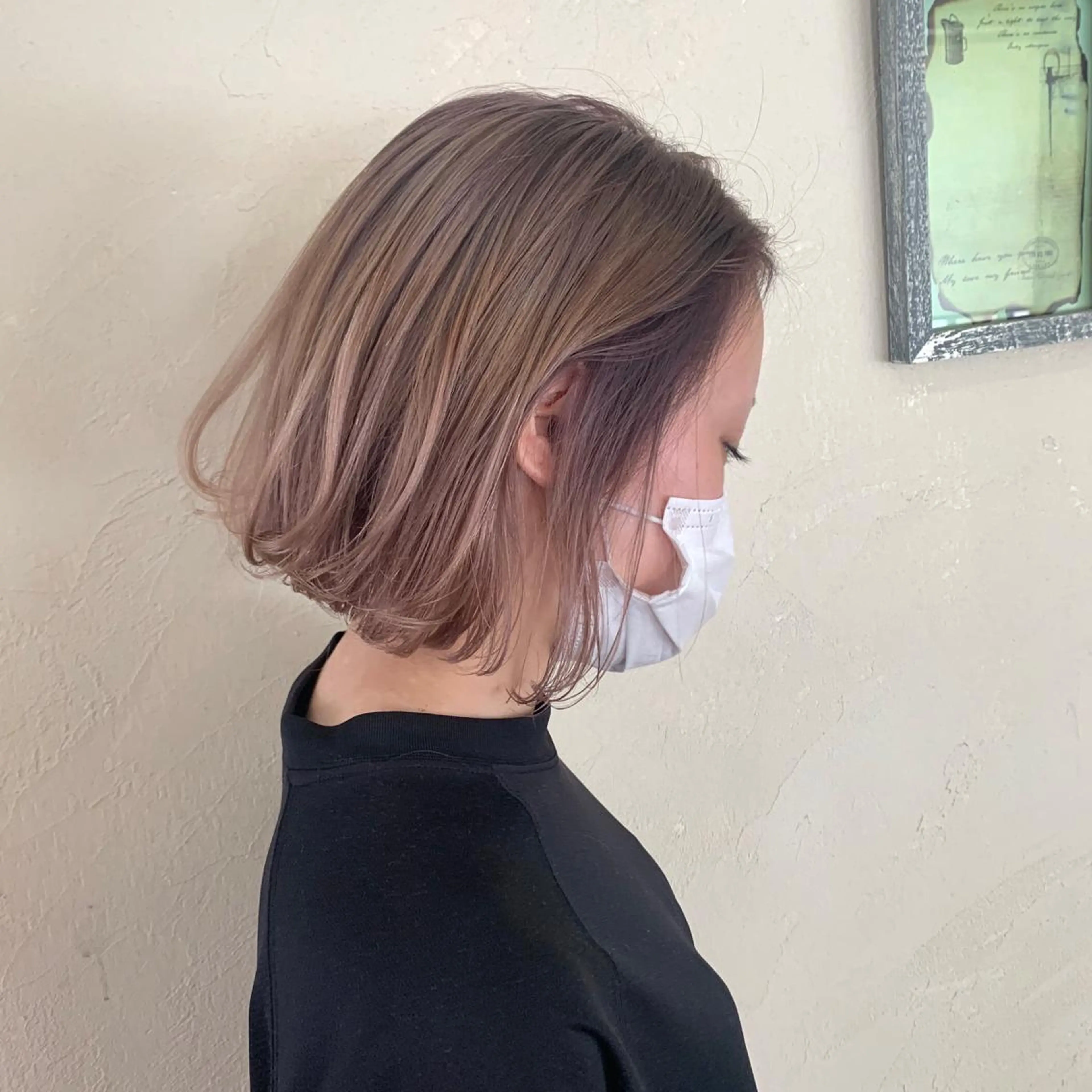 ミディアム カラー ベージュカラー ブリーチ カット ヘアカラー トリートメント ショート/似合わせ レイヤー/福岡聖容のヘアスタイル