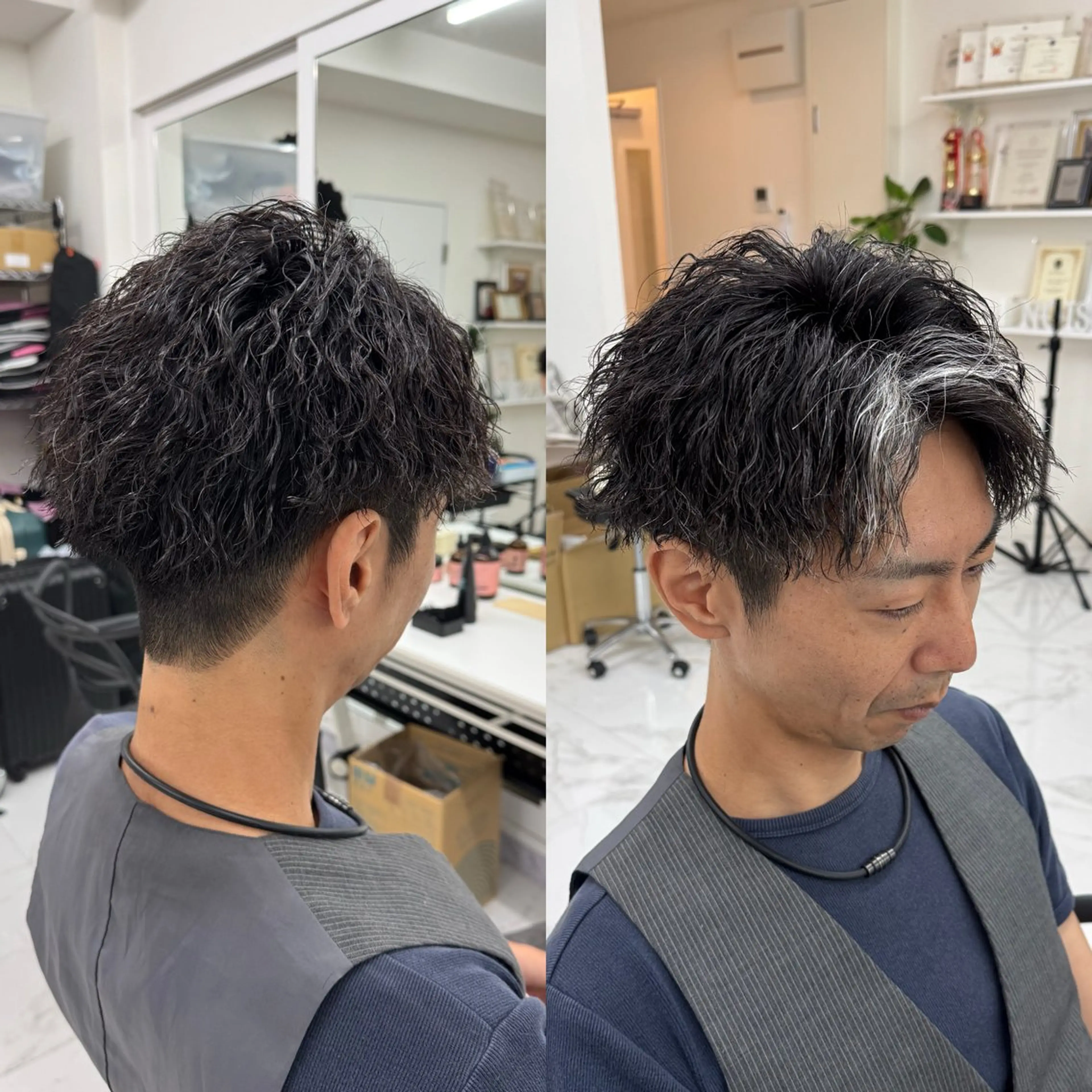 ショート カラー パーマ メンズ メンズ/パーマ/ 京都駅/井上光のヘアスタイル