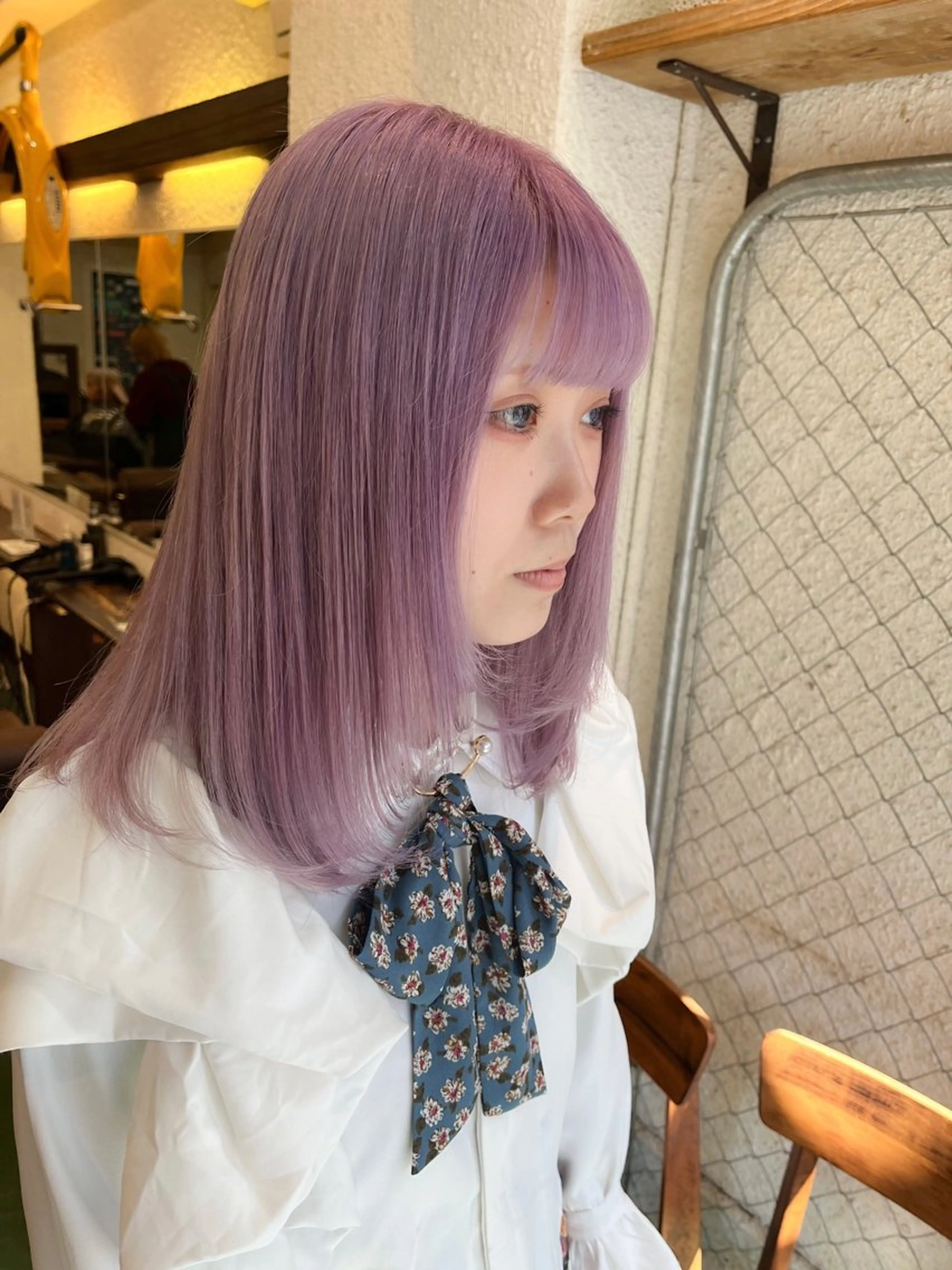 ミディアム カラー カット ヘアカラー トリートメント ハイトーンを育てる ブリーチカラー/牧原のヘアスタイル