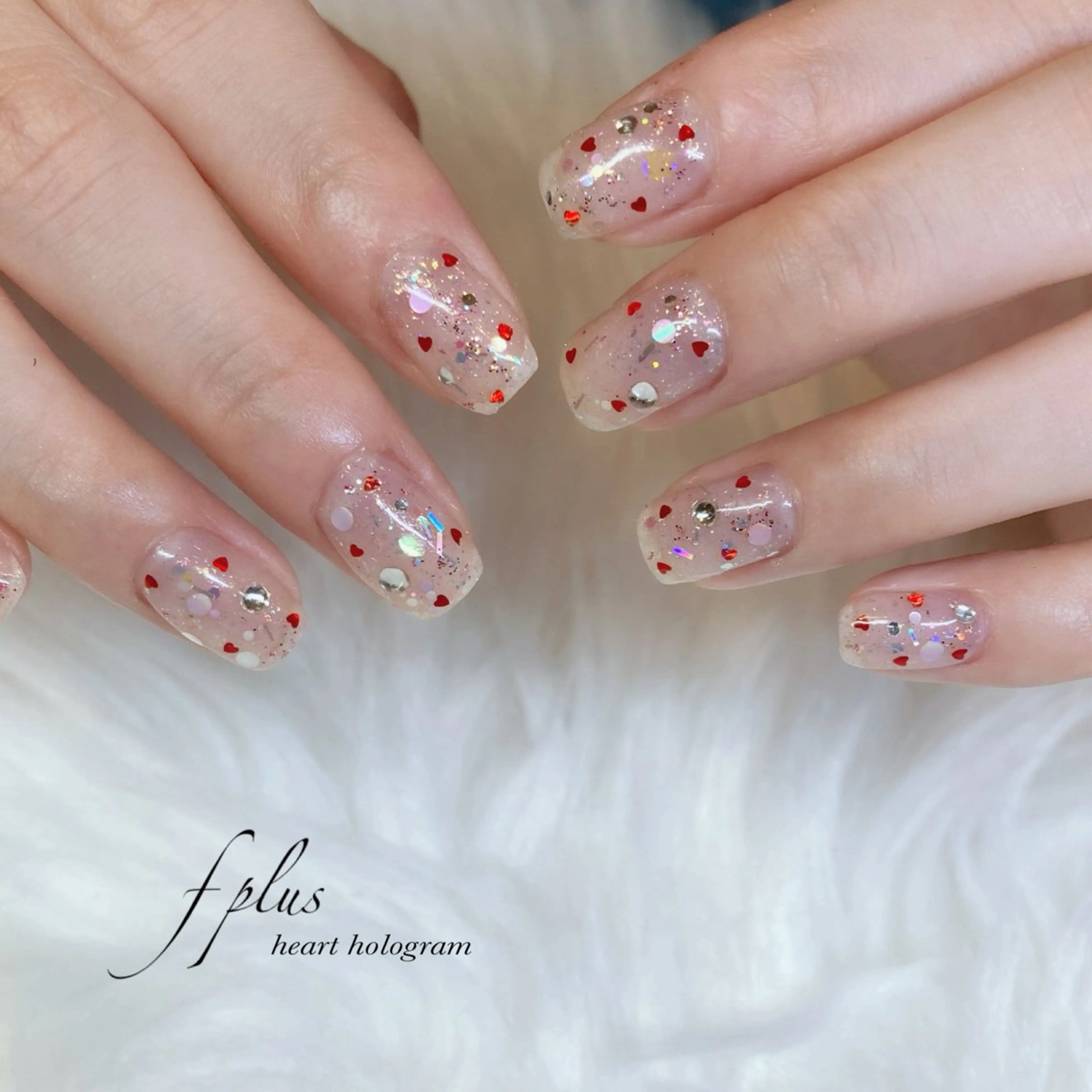 ネイル ハート ホログラムネイル ハンドネイル kanako nail🌷のネイルデザイン
