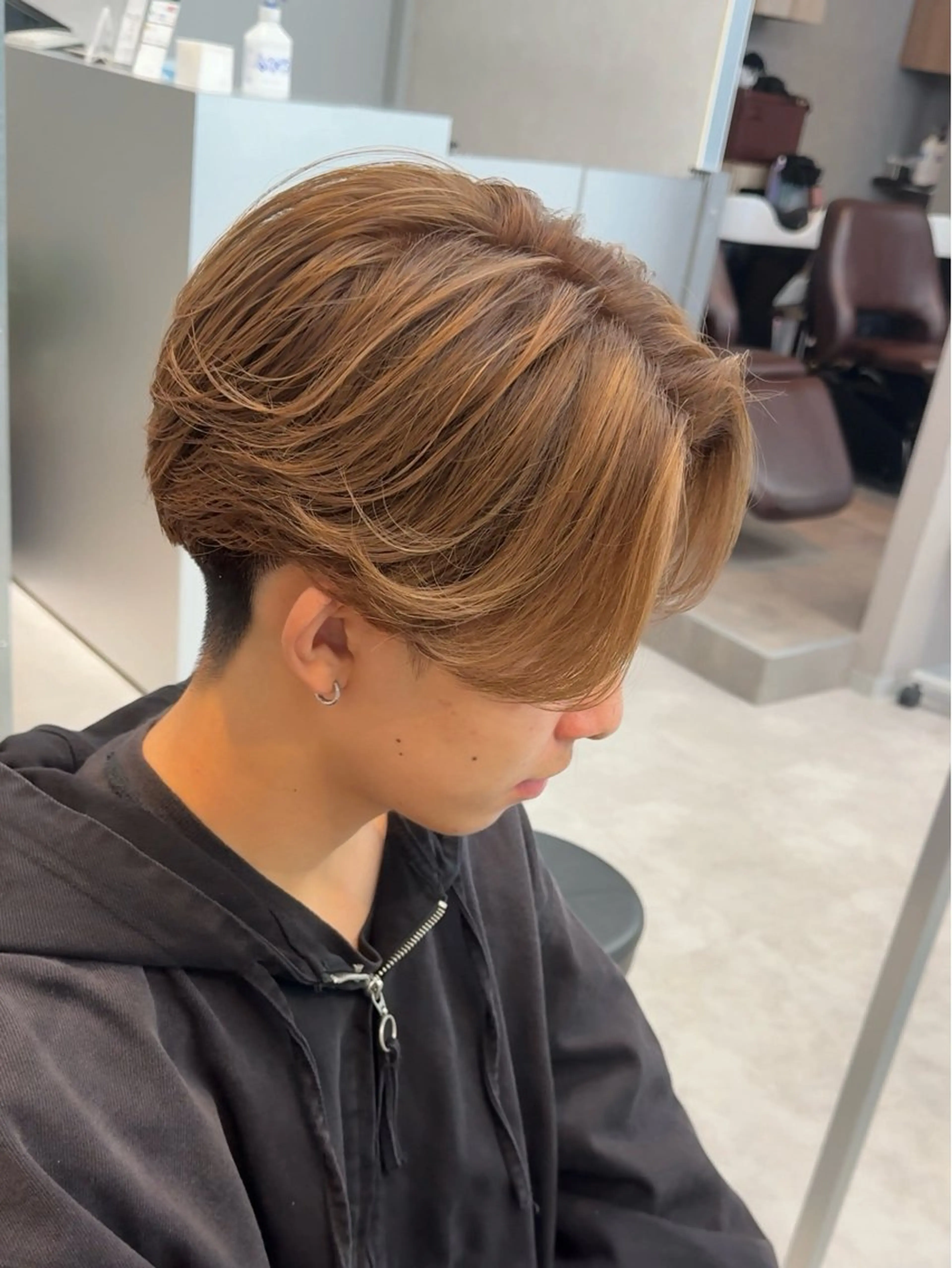 ミディアム メンズ メンズバレイヤージュ センターパート レイヤーカット メンズパーマ職人/ 天神/tatsukiのヘアスタイル