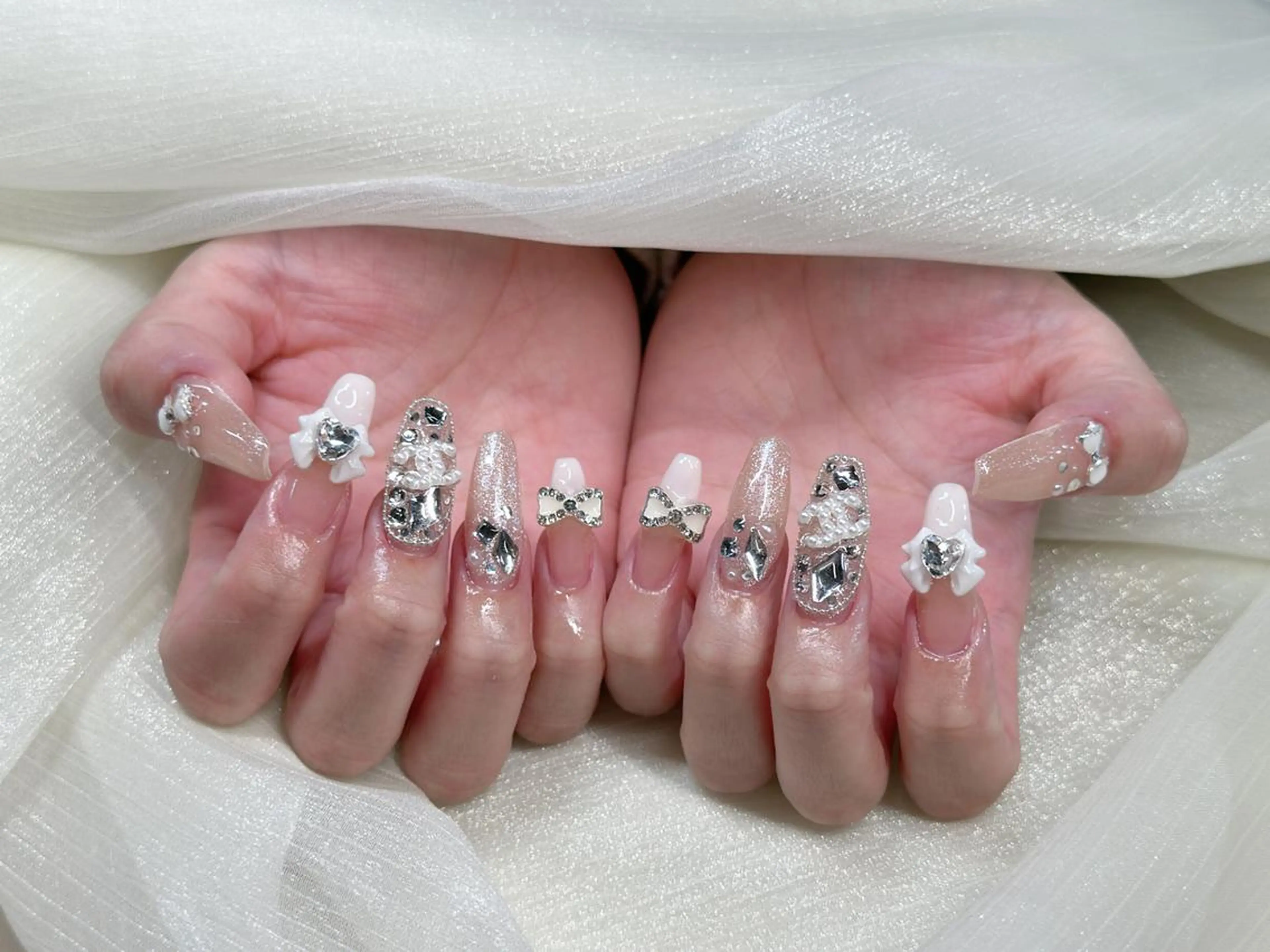 ネイル チークネイル 長さ出し フレンチネイル ジェルネイル 韓国ネイル ハンドネイル マ ルのネイルデザイン