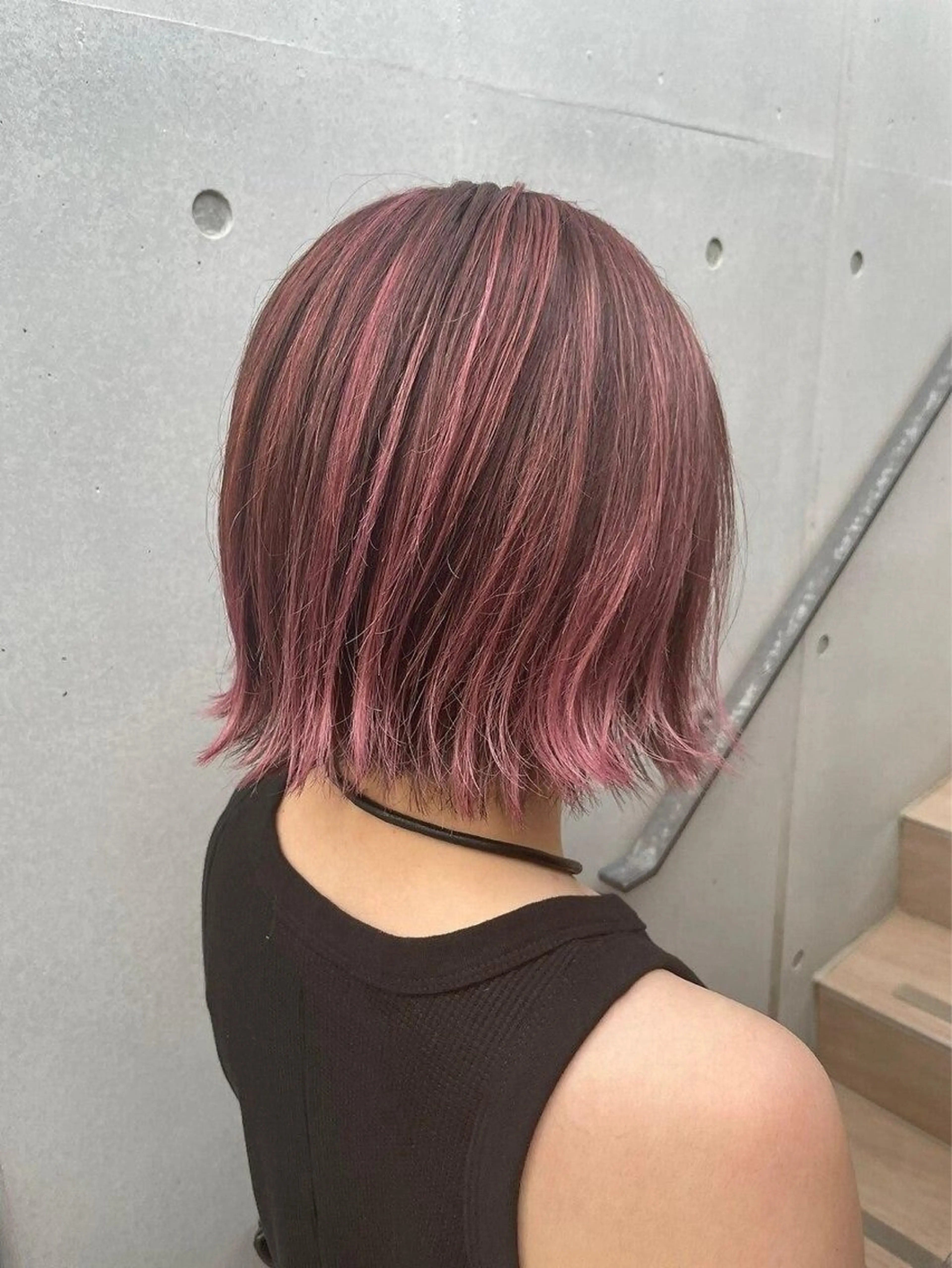 カラー まろみ暖色×ボブ ×chia🕯のヘアスタイル