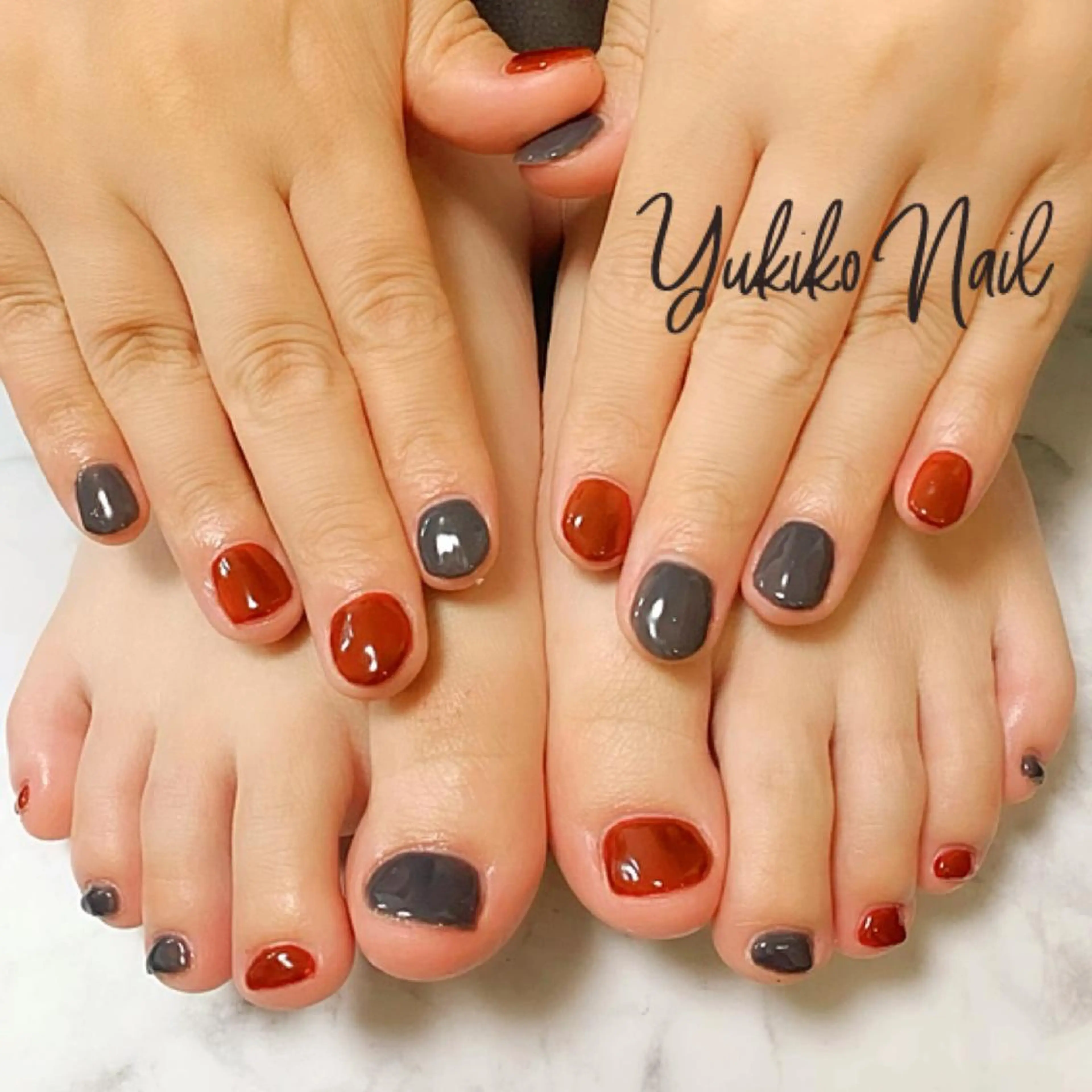 ネイル ボルドー フットネイル ユキコ ネイルのネイルデザイン