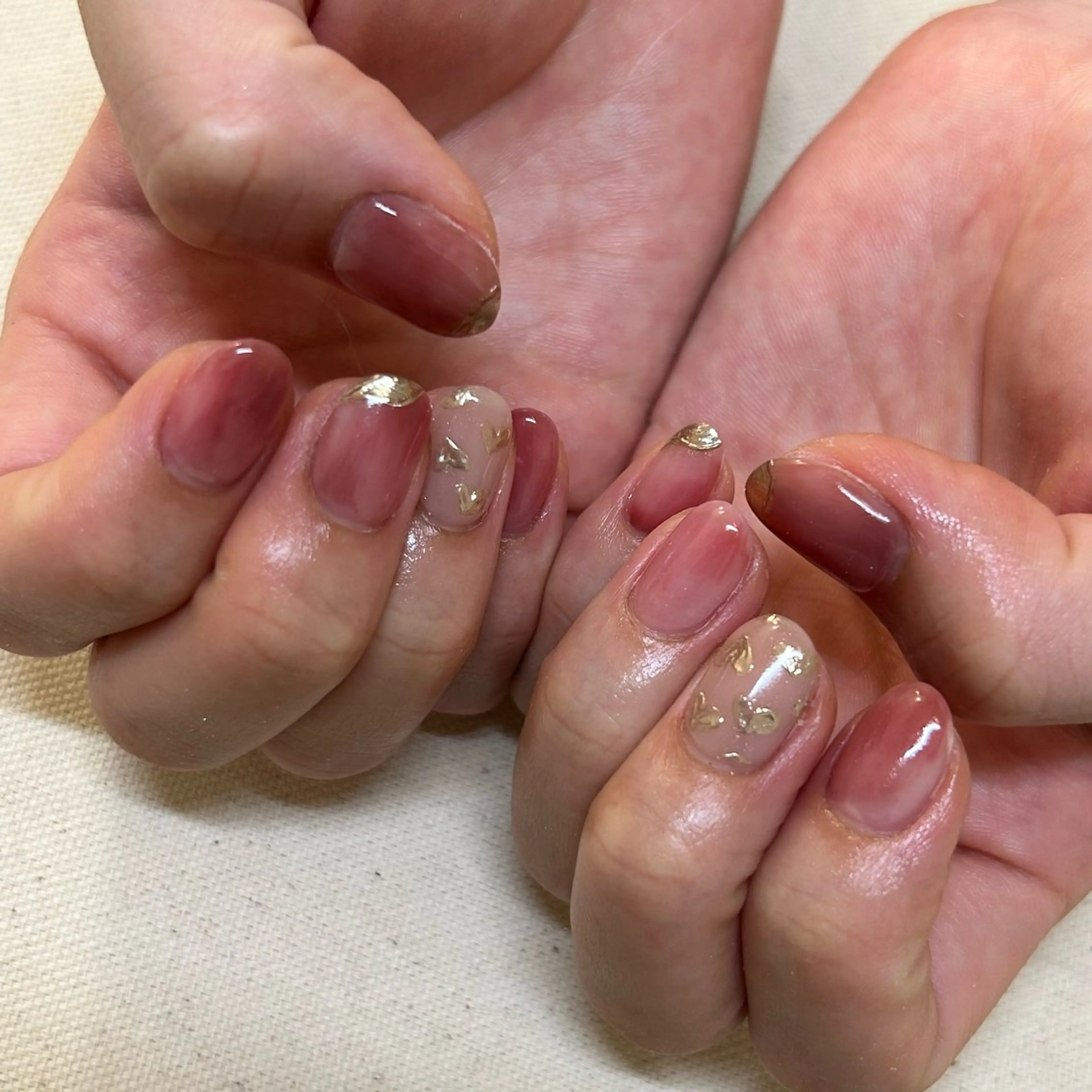 ネイル ハート ミラーネイル ハンドネイル tanaka ◡̈のネイルデザイン