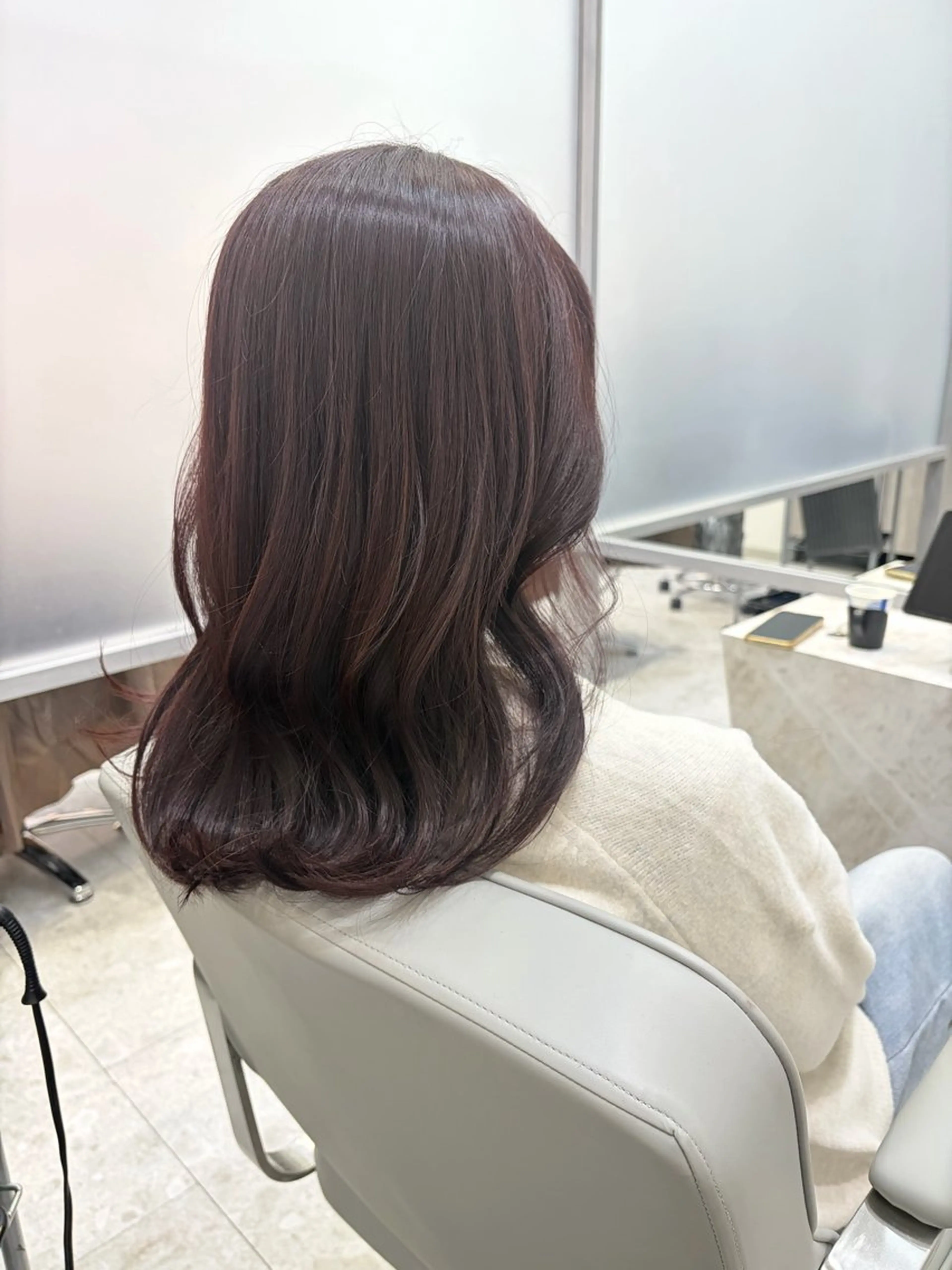 セミロング ピンクブラウン ボブ くびれヘア くせ毛 エクステ カット ヘアカラー 大人ヘア✨髪質改善 ✨艶髪＊今泉のヘアスタイル