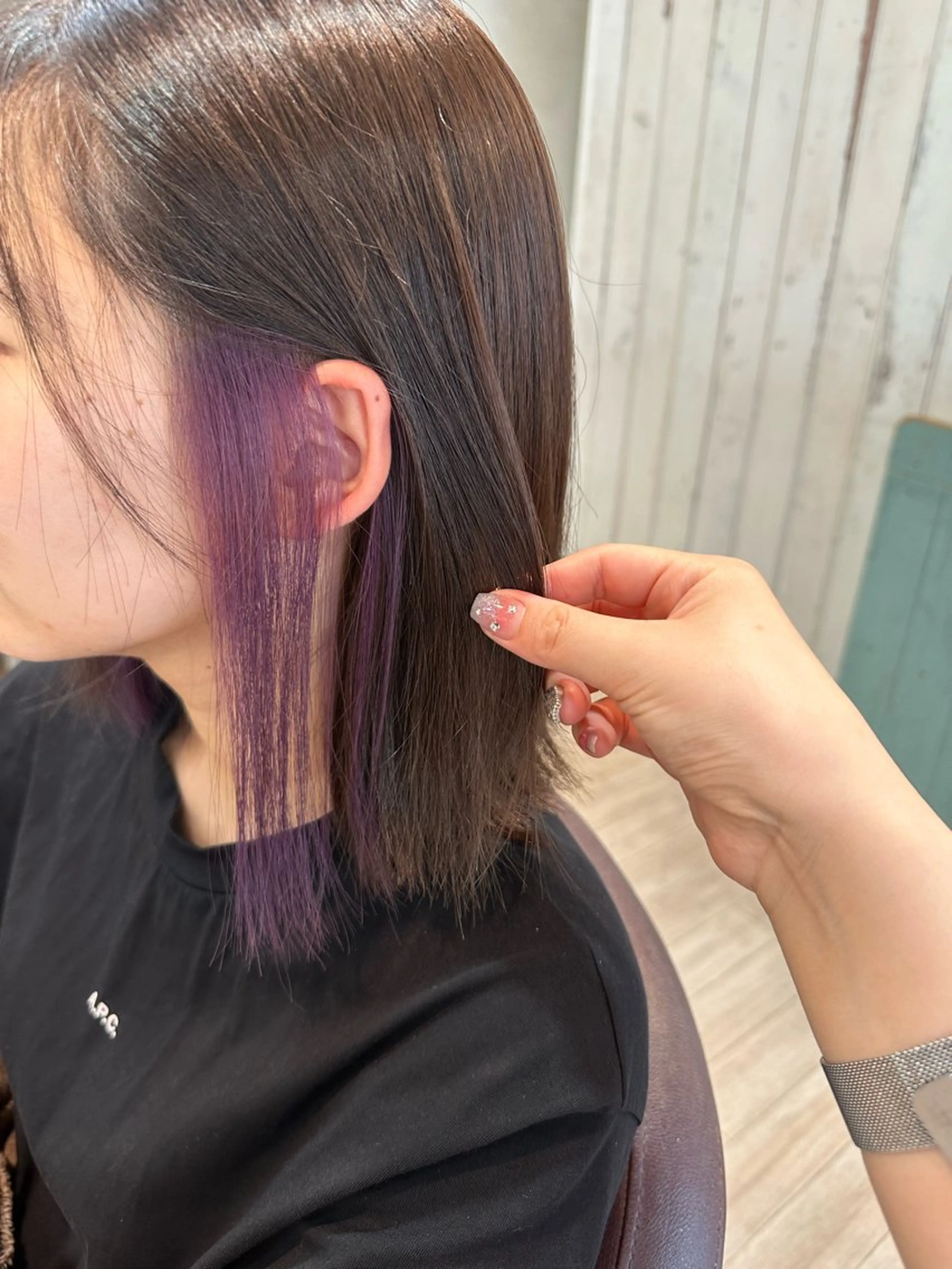 ミディアム ヘアカラー ツヤ髪質改善 💜れいな💜のヘアスタイル