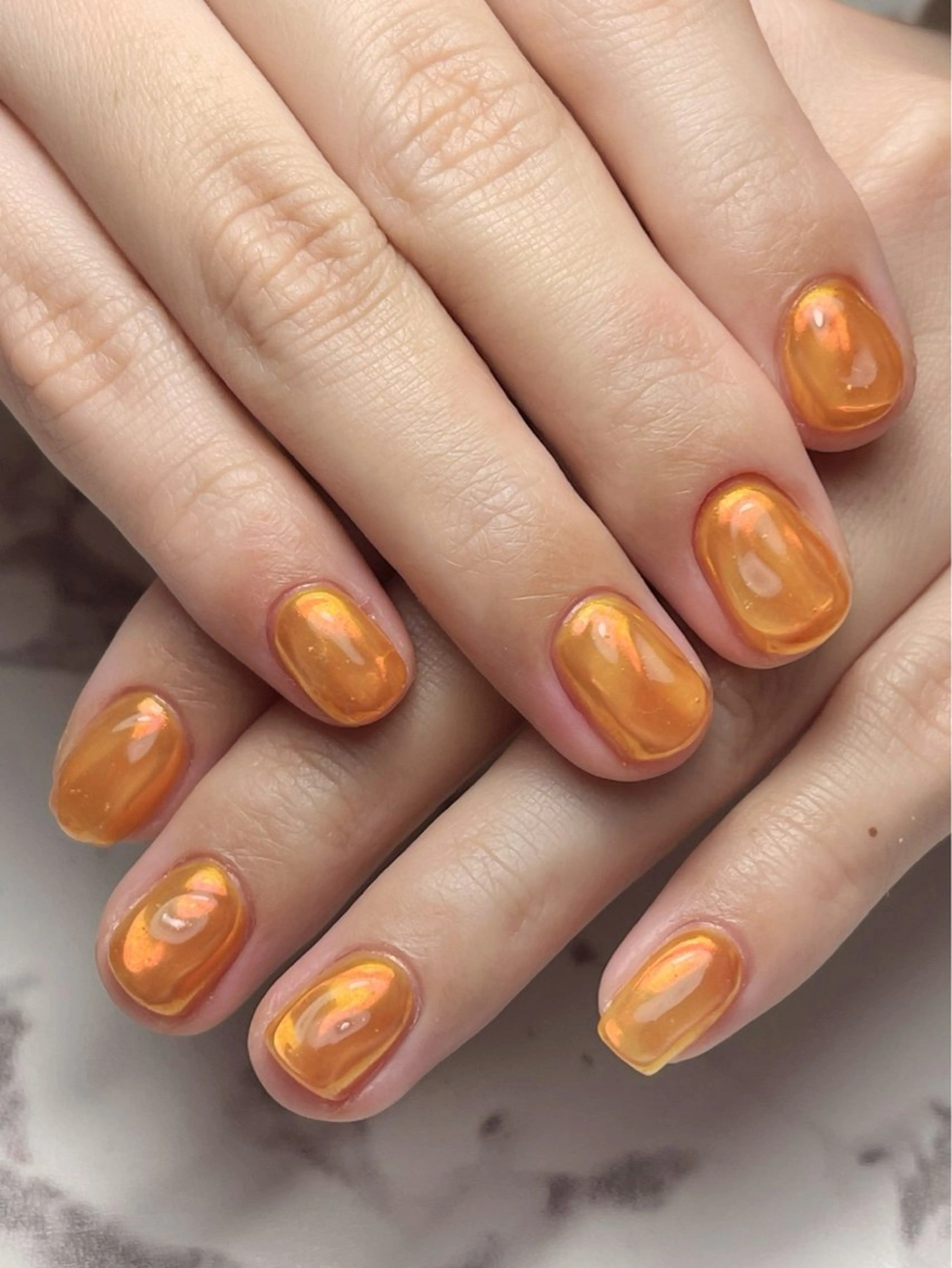 ネイル オレンジ ぷっくりネイル ハンドネイル LUNA BELLEのネイルデザイン