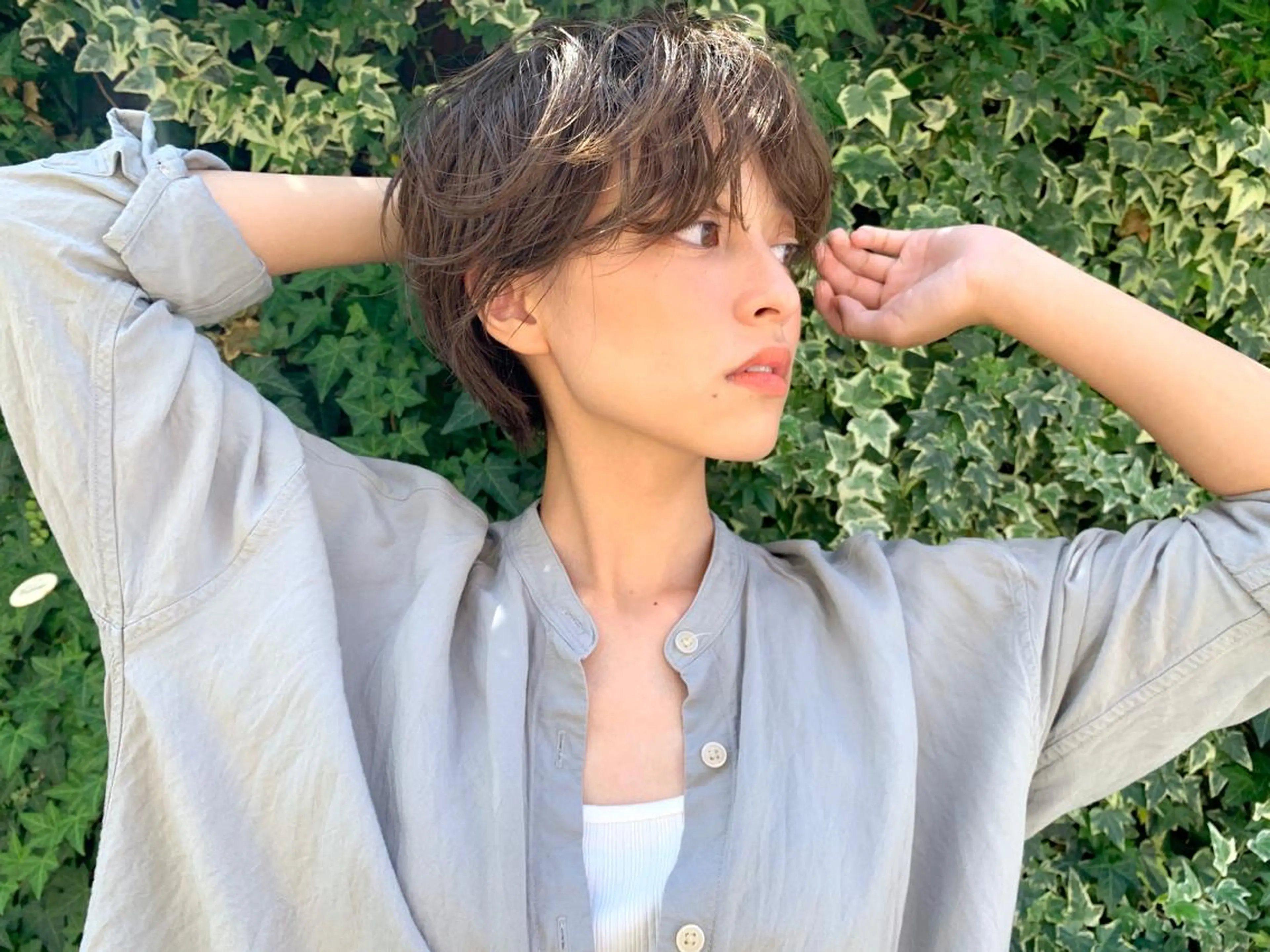 ショート カラー ヘアアレンジ 髪質改善カラー&TR 縮毛矯正/弱酸性矯正のヘアスタイル