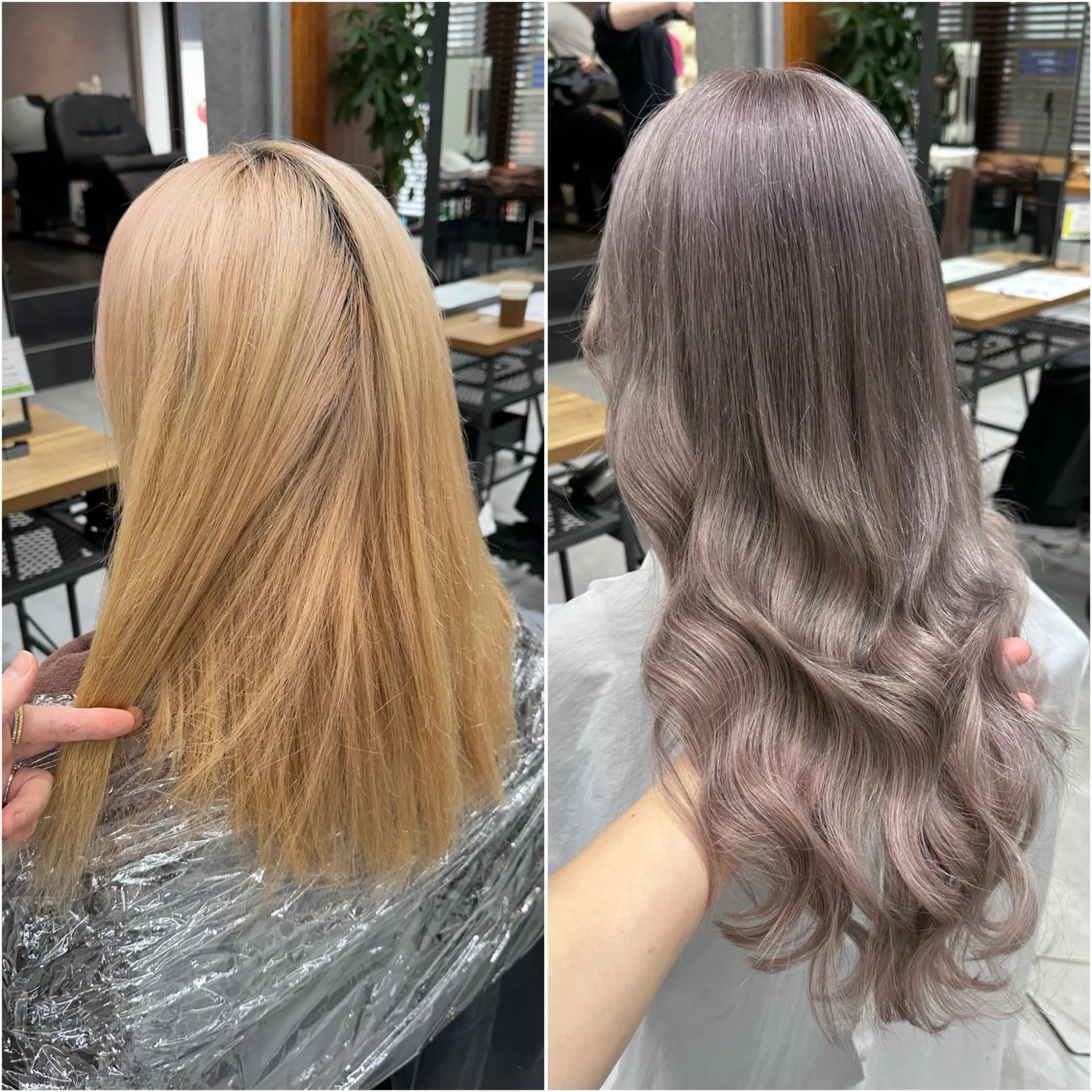 セミロング カラー シールエクステ アッシュ グレージュ エクステ KEISUKE🐶 カラー✨エクステのヘアスタイル