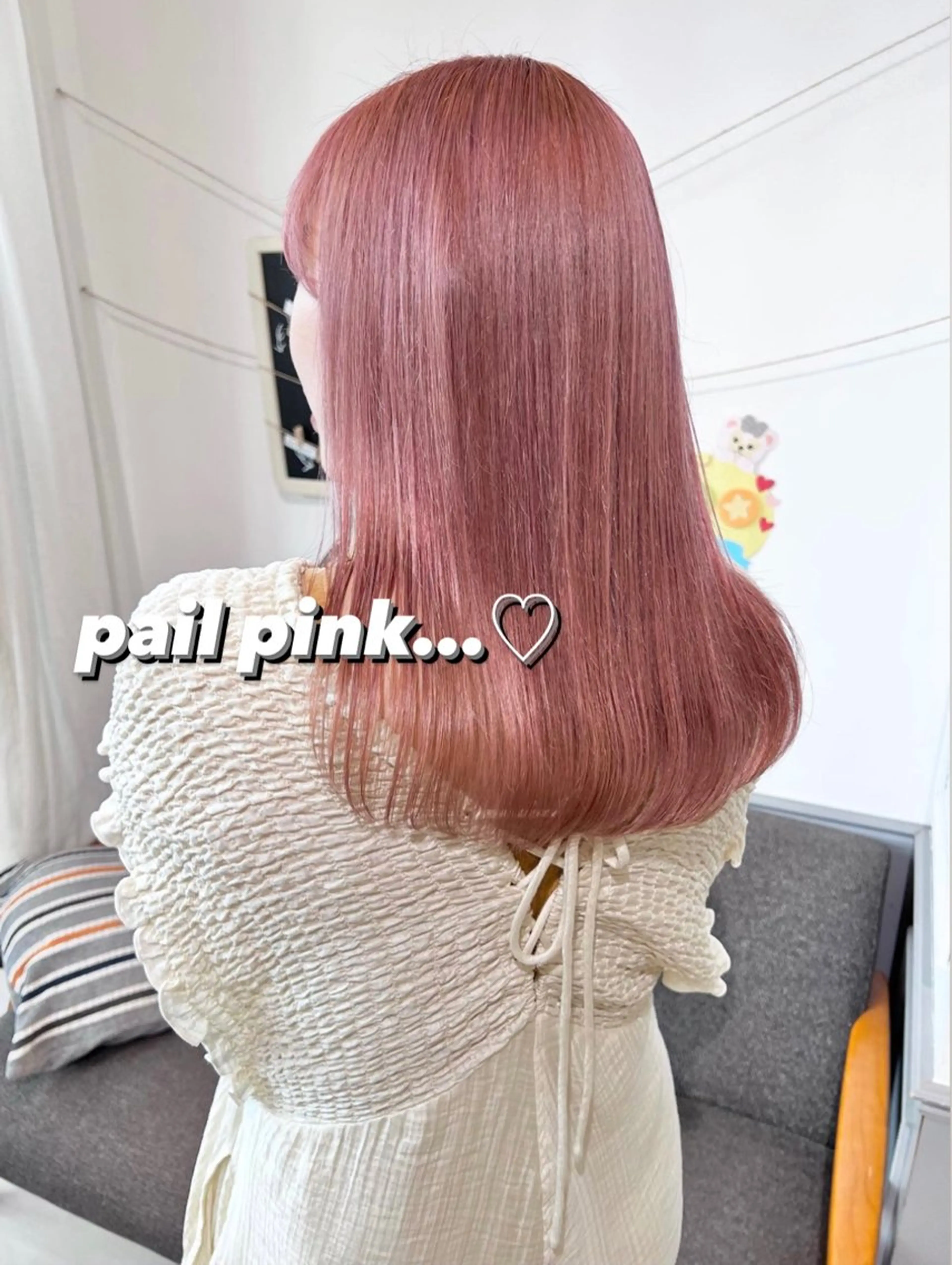 セミロング カラー ヘアアレンジ ヘアカラー トリートメント ハイトーンピンク🍑 ブリーチ🍑RINAのヘアスタイル