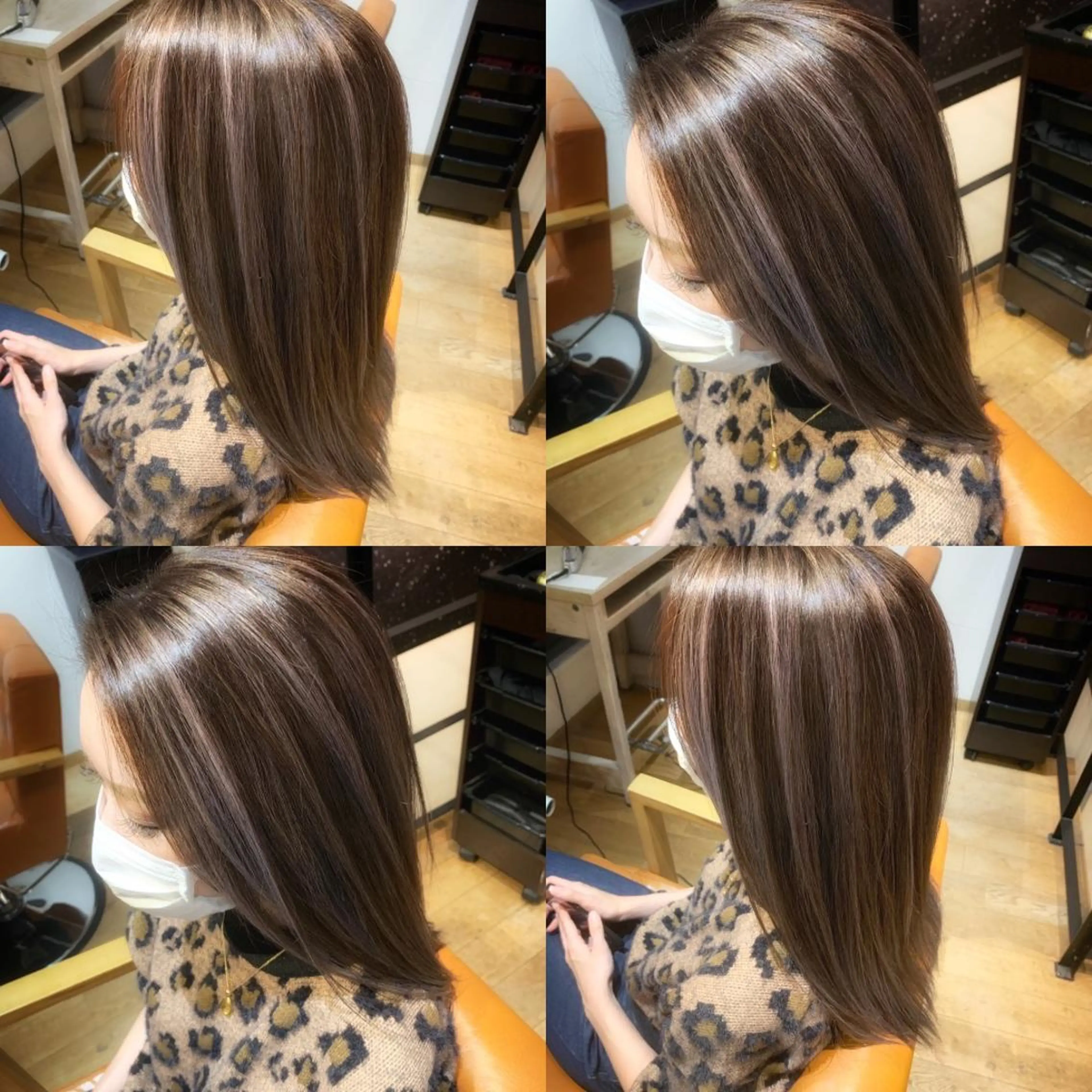 セミロング ハイライト ✨縮毛矯正✖︎顔周り レイヤー✨ナカムラのヘアスタイル