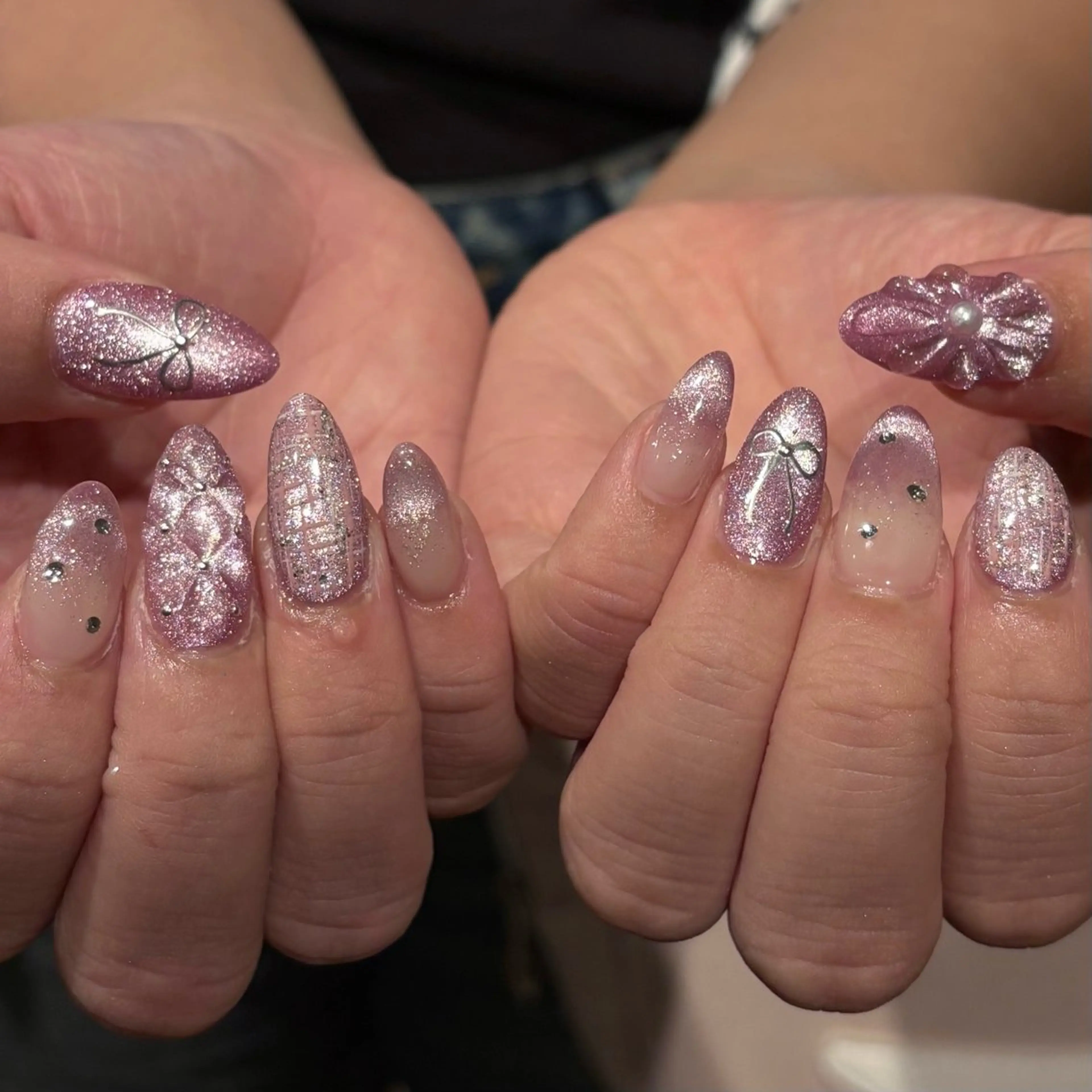 ネイル 長さ出し フレンチネイル ジェルネイル マグネットネイル 持ち込み Bianca名駅店 安田のネイルデザイン