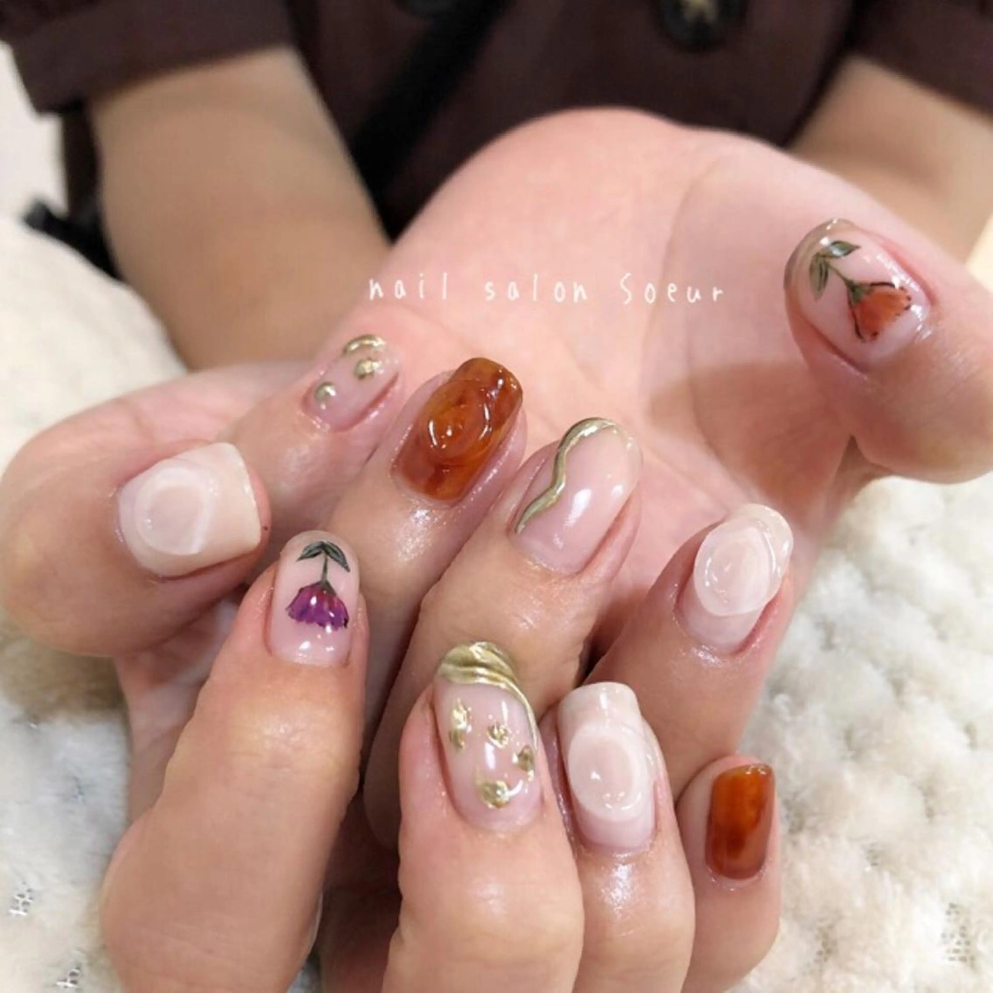 ネイル アートネイル 長さ出し ジェルネイル マットネイル ミラーネイル ハンドネイル nail salon Soeurのネイルデザイン