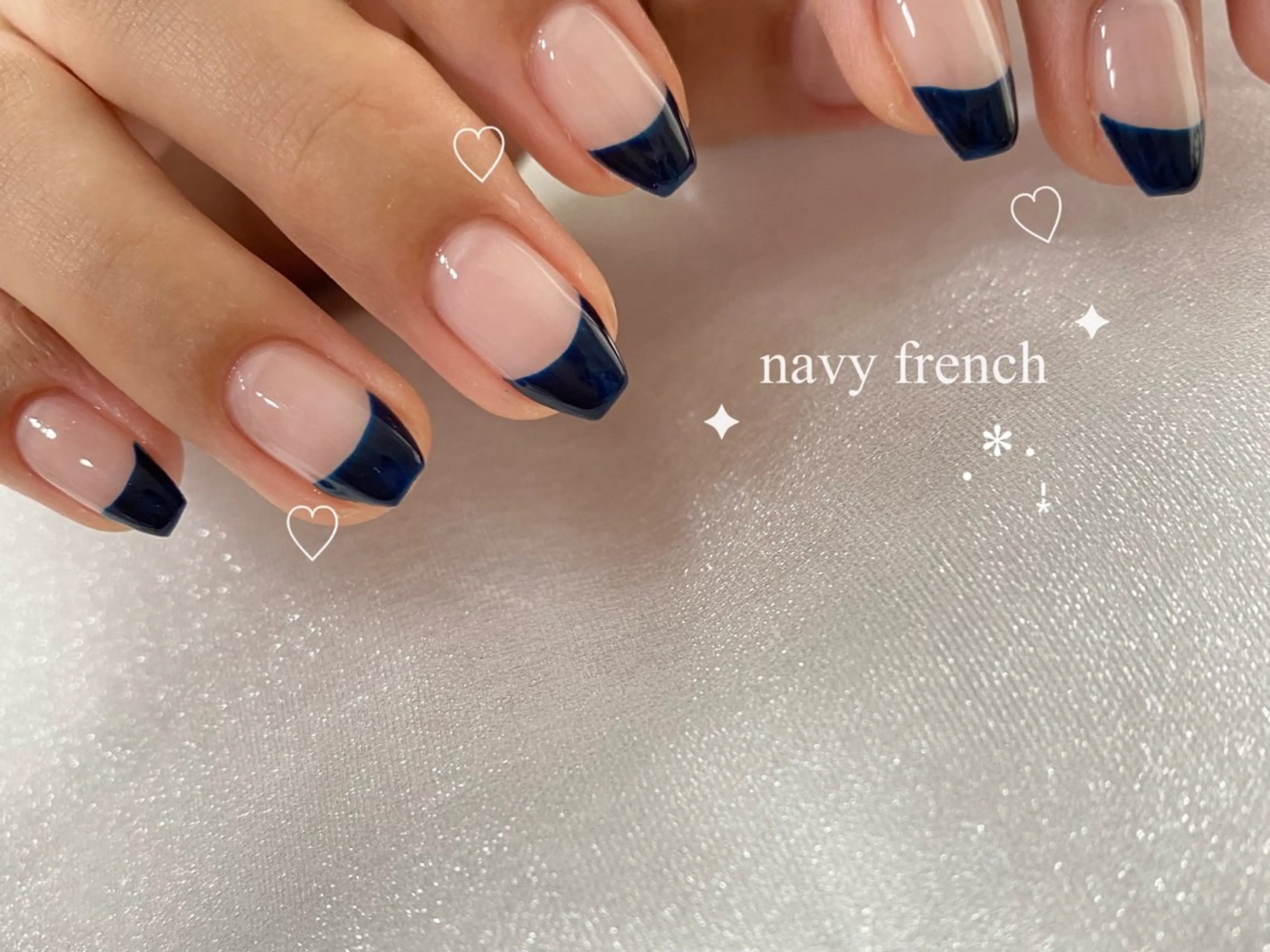 ネイル フレンチネイル ネイビー ハンドネイル Lee_ nailのネイルデザイン