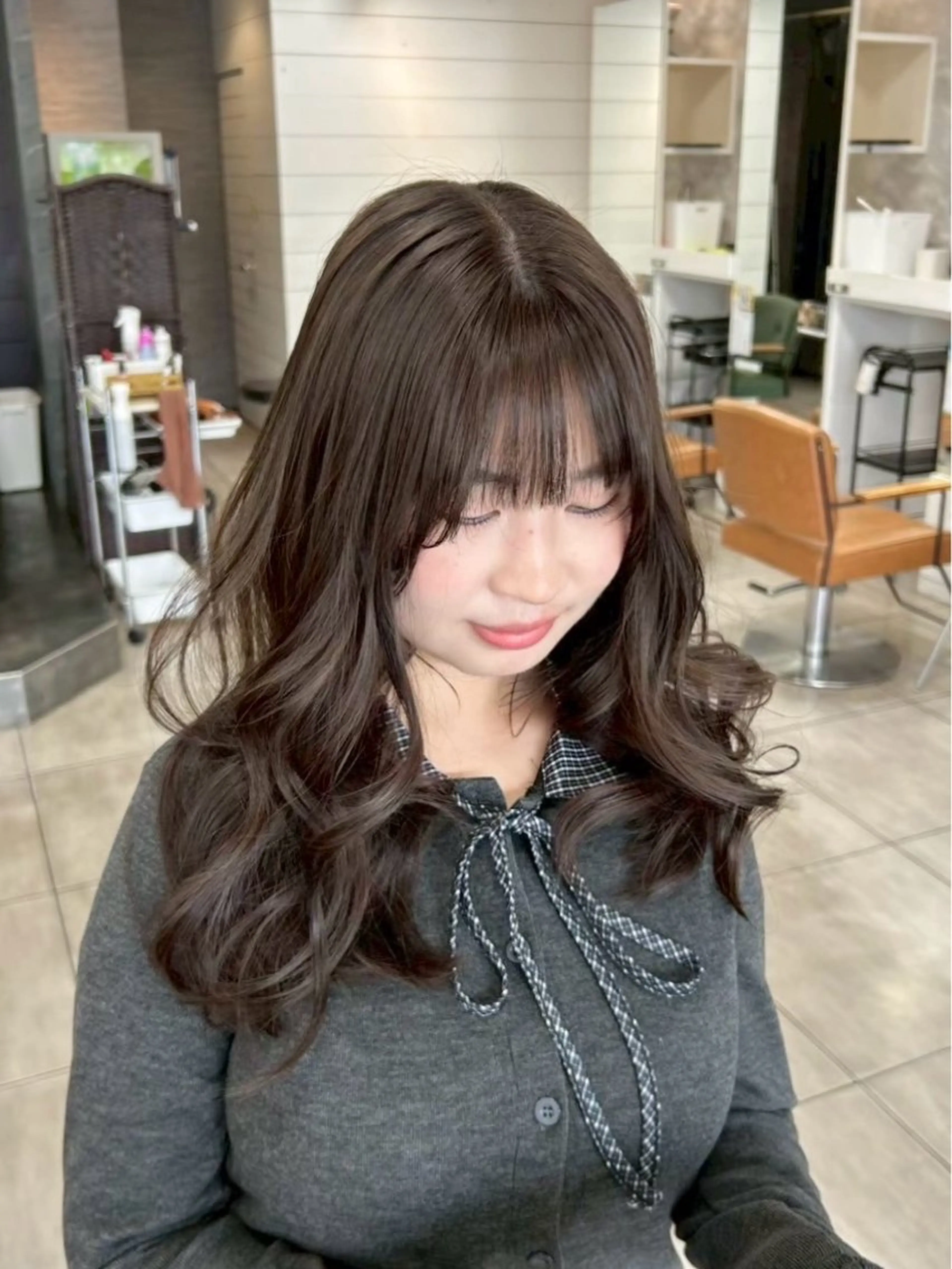 セミロング カット ヘアカラー 🫧艶髪カラー🫧 森本くるみのヘアスタイル