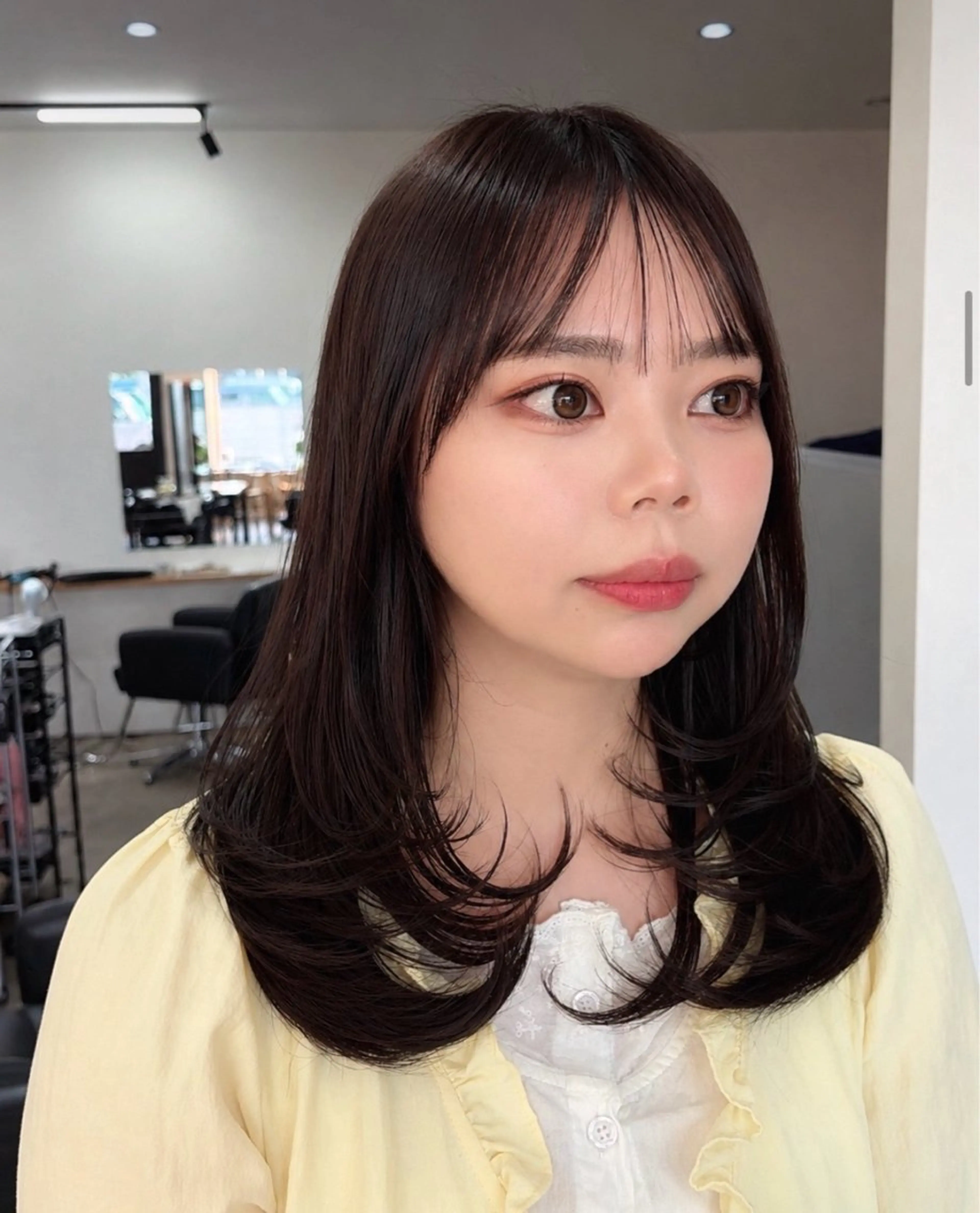 セミロング カット ヘアカラー トリートメント レイヤー×髪質改善 hinanoのヘアスタイル