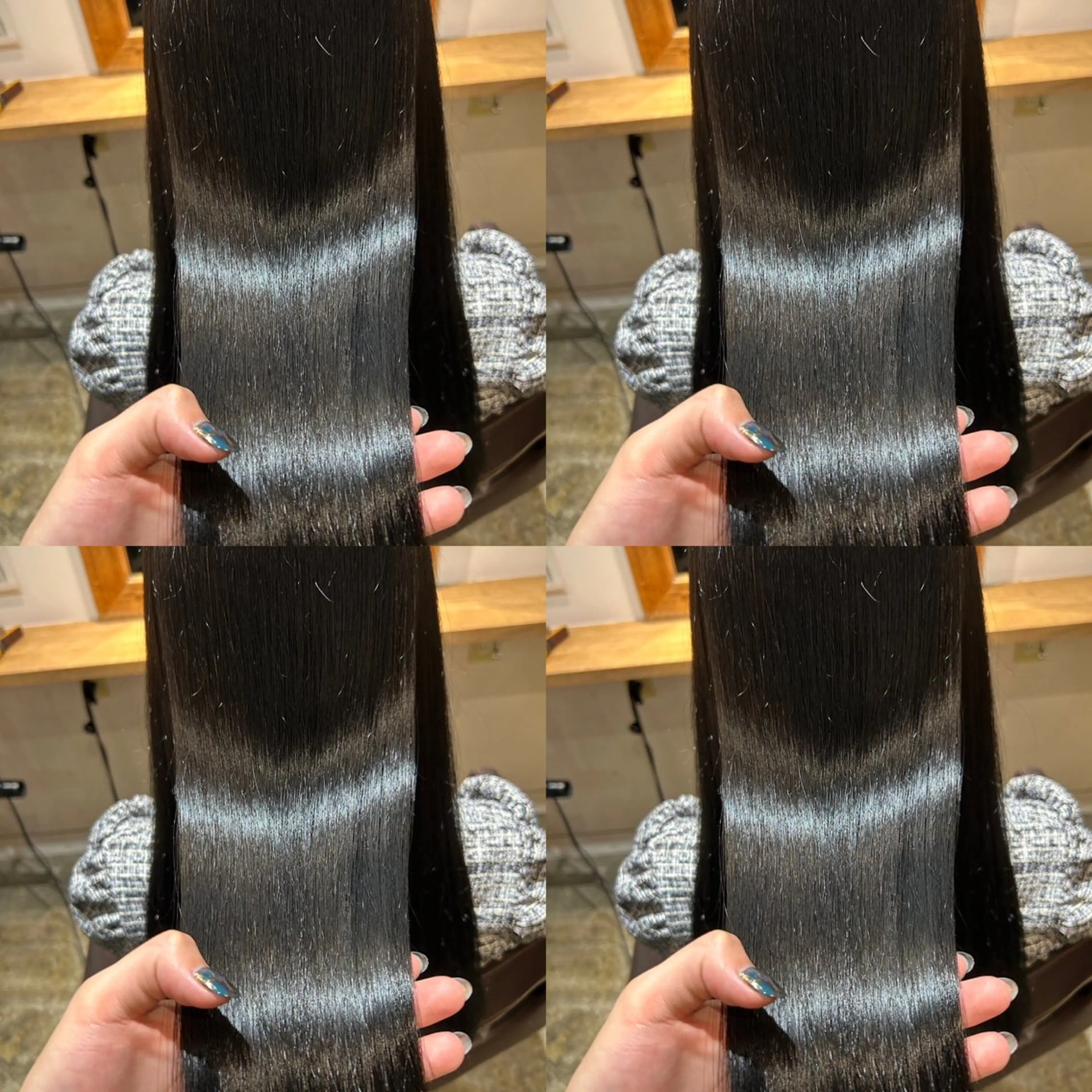 ロング カラー 黒髪 ブルーカラー ブルーブラック レイヤーカット/ 縮毛矯正🇰🇷早坂のヘアスタイル