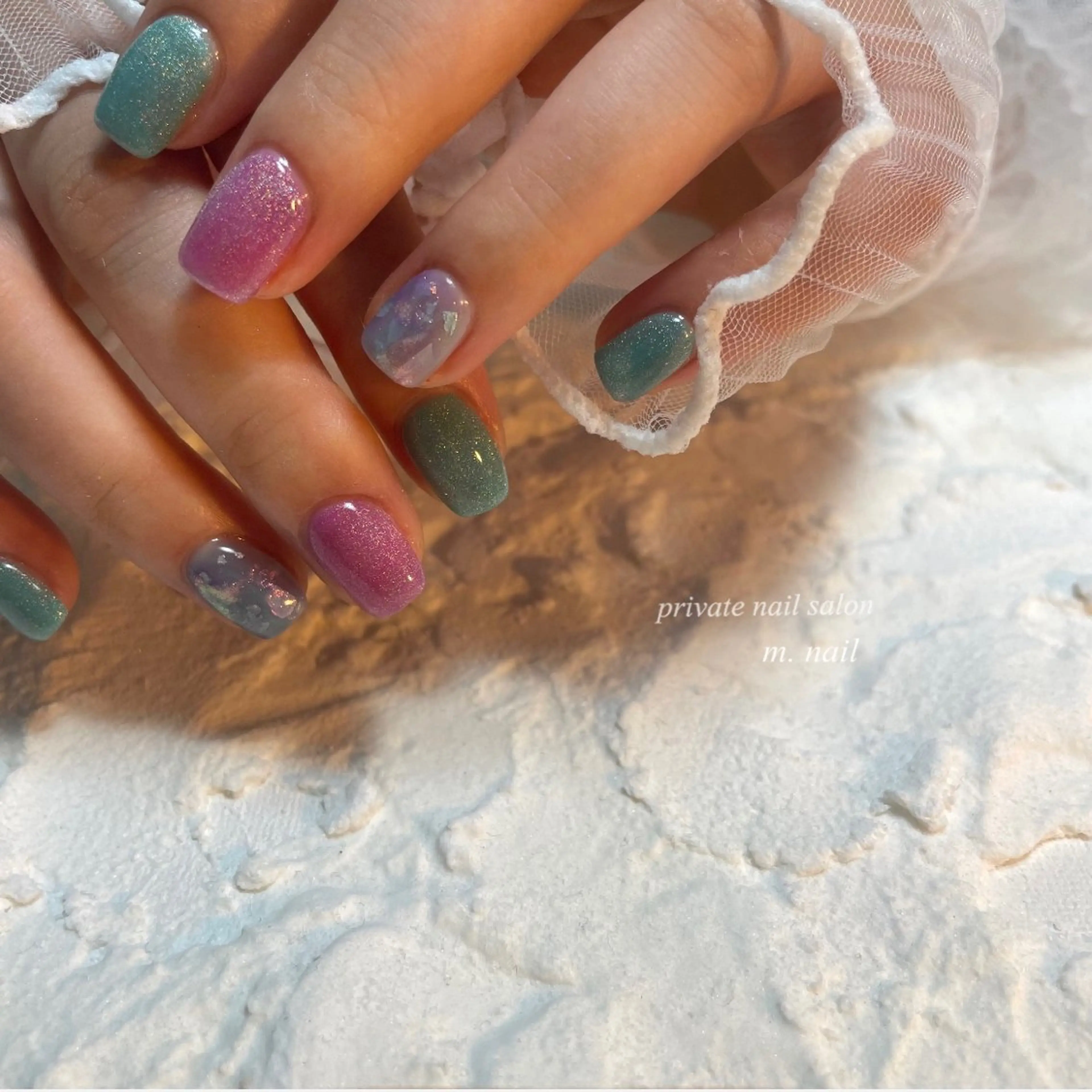 ネイル マグネットネイル 夏ネイル フットネイル m.nail salonのネイルデザイン