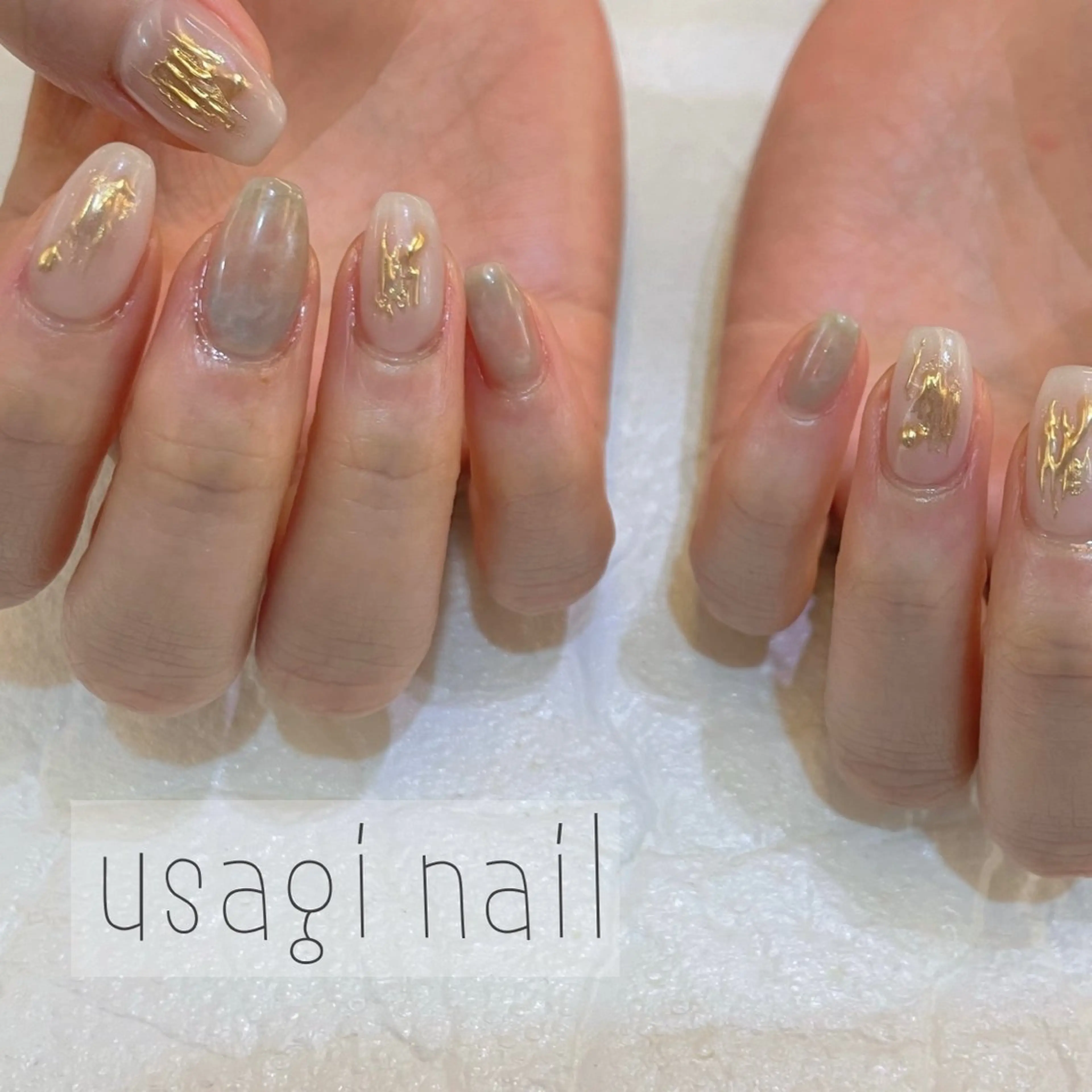 ネイル ミラーネイル ニュアンスネイル usagi nailのネイルデザイン