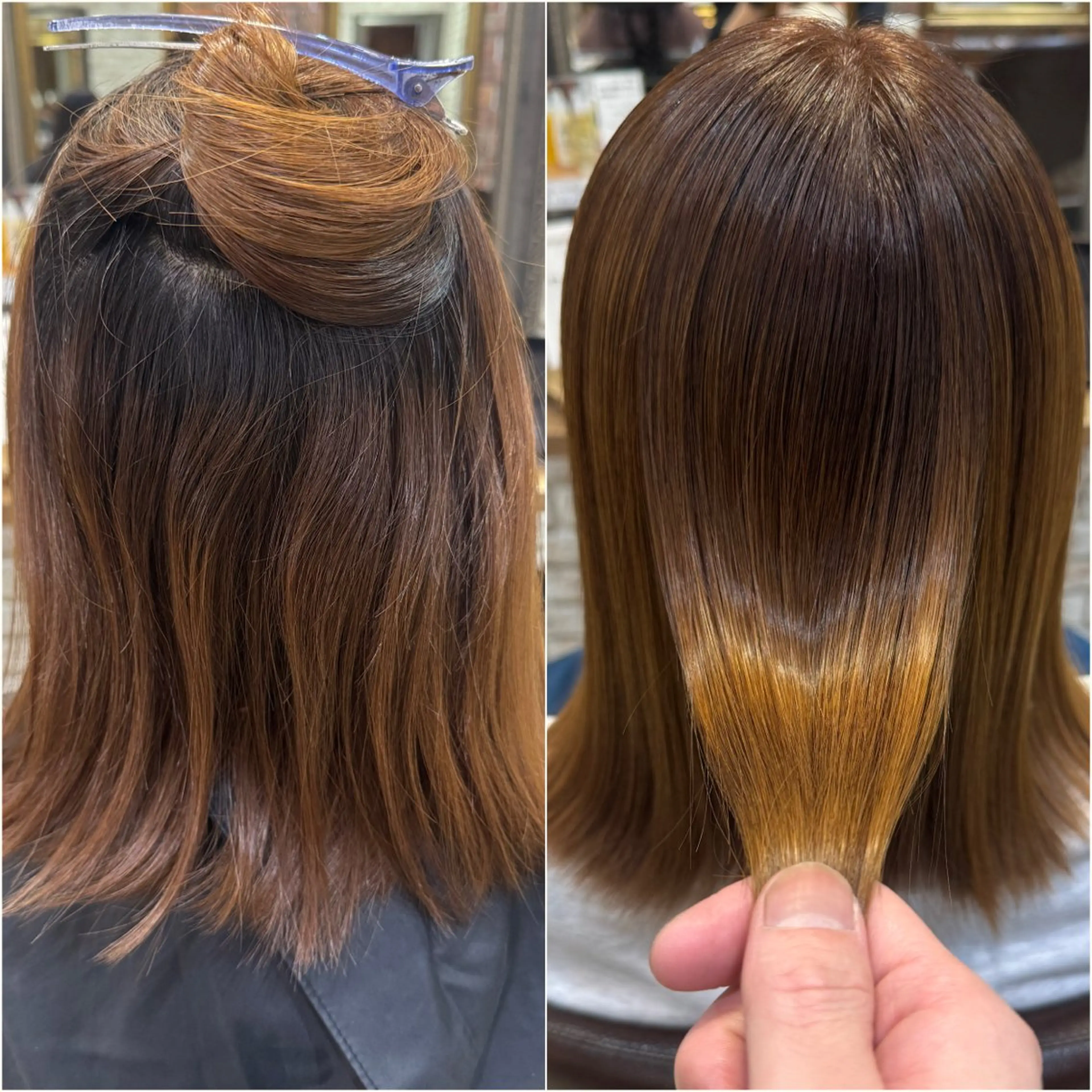 ミディアム カット 縮毛矯正 トリートメント 古川 流久のヘアスタイル