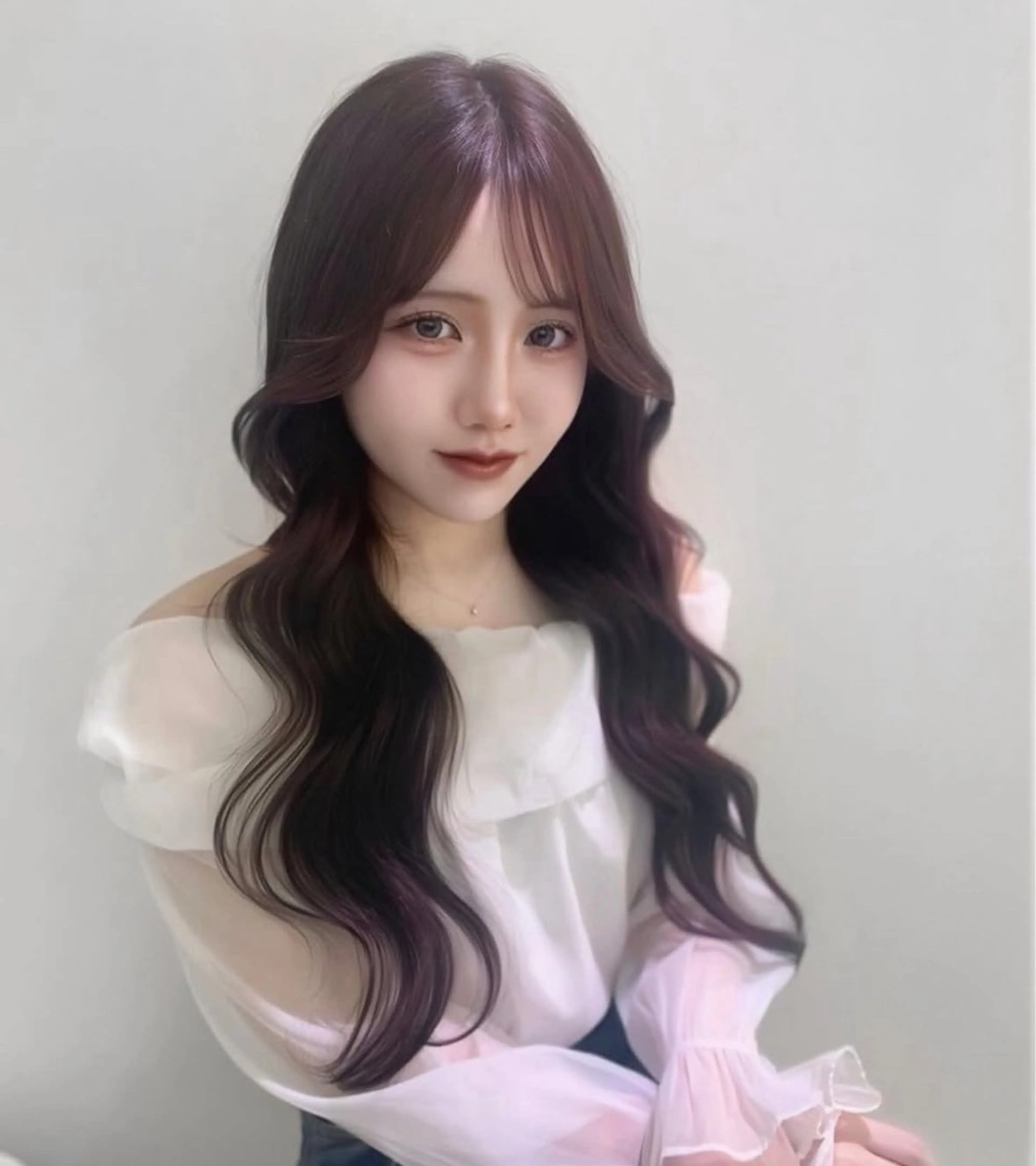 ロング カラー ブラウンカラー ピンクカラー トリートメント みゅう／韓国：網紅： トレンドヘアのヘアスタイル