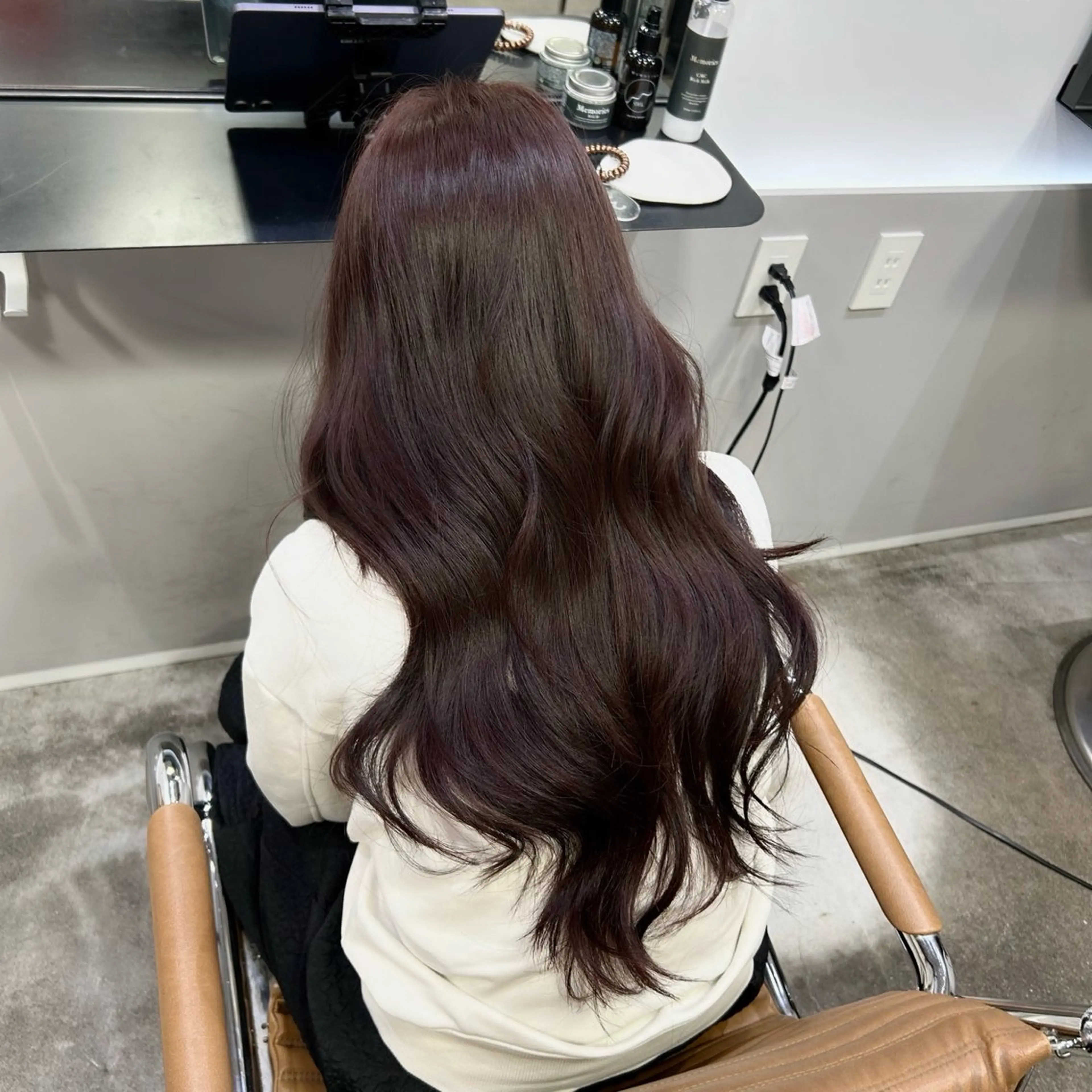 ロング カラー ボルドーカラー ブラウンカラー ピンクカラー ピンクブラウン レッドカラー 🧣艶カラー・ヘア セット Chie🧸のヘアスタイル