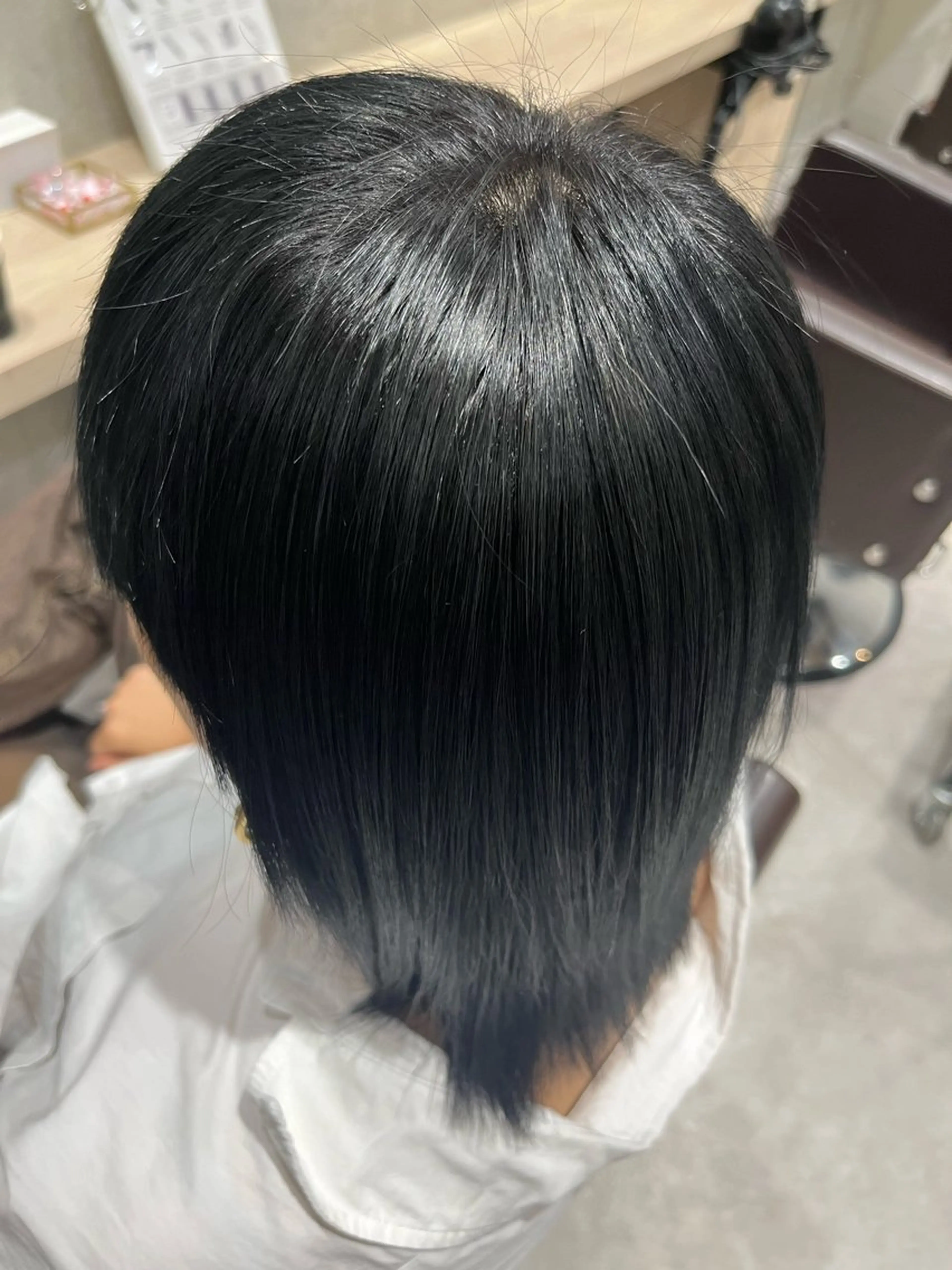 ミディアム カラー 黒髪 ブルーカラー ブルーブラック 🎀monaco/ ria🎀のヘアスタイル