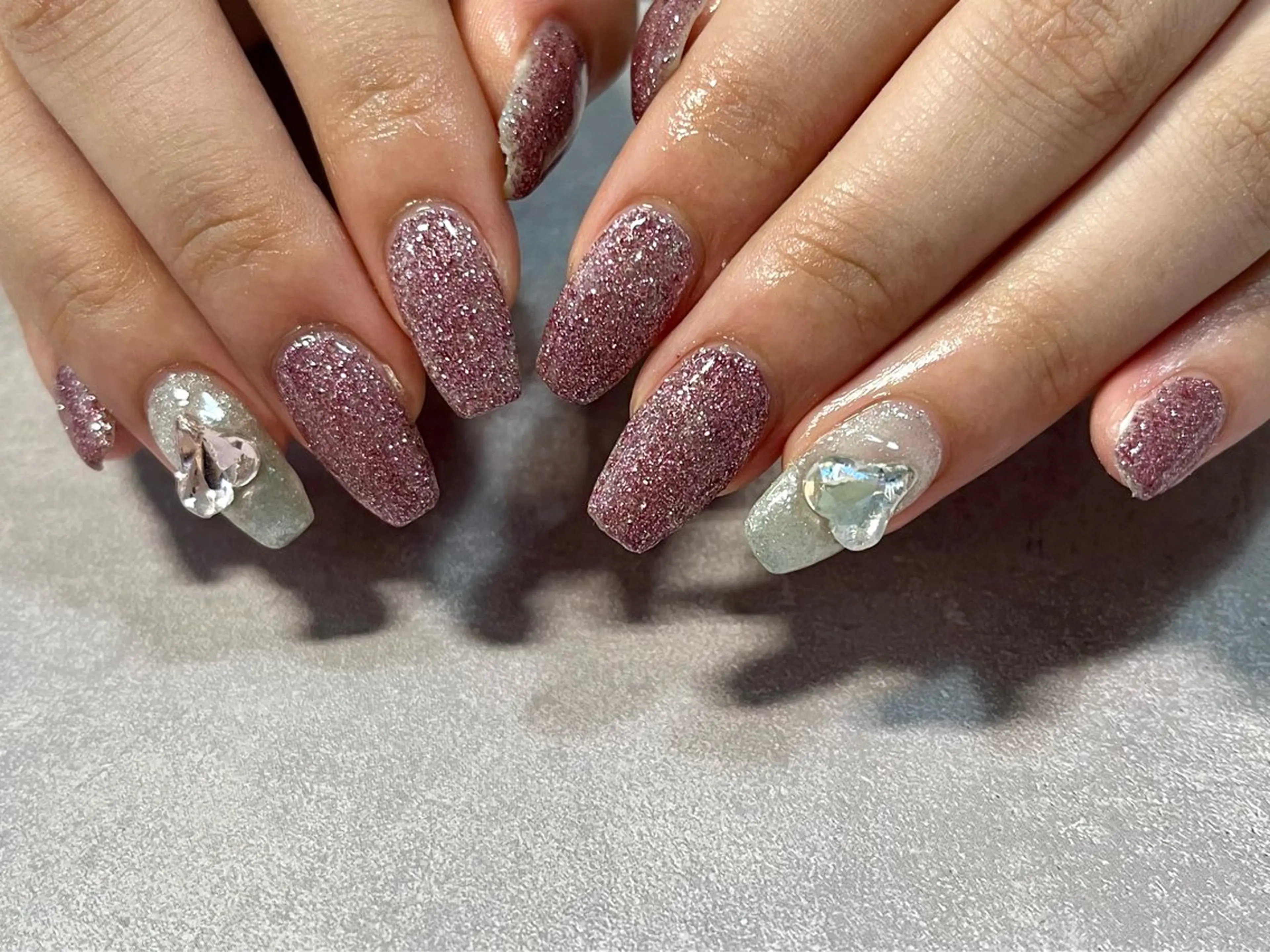 ネイル フラッシュネイル マグネットネイル ピンク シルバー ネイルサロン kupuのネイルデザイン