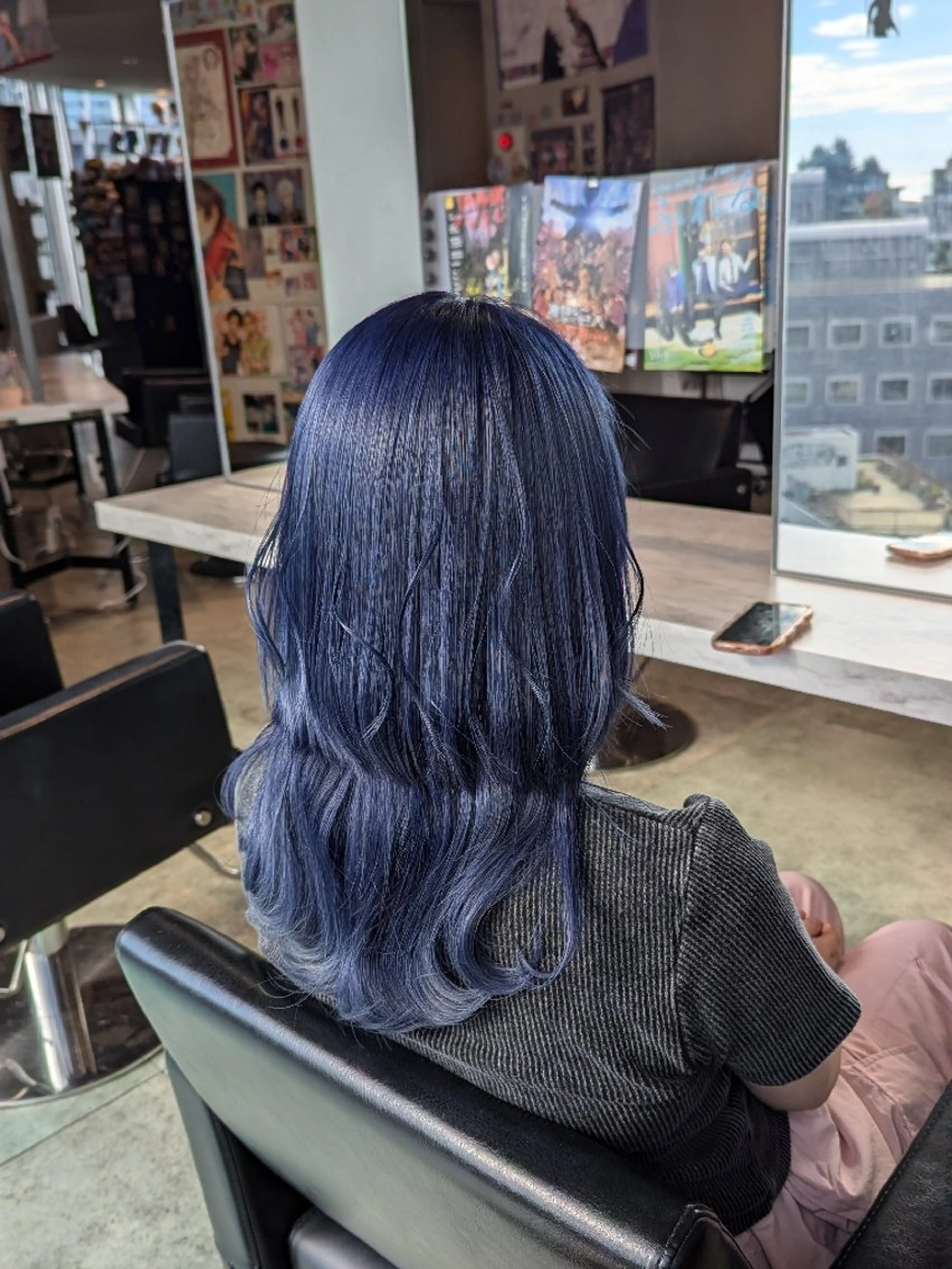 カラー ロング ネイビーカラー 推しカラー🦉にじさ んじカラー🌈🕒✨のヘアスタイル