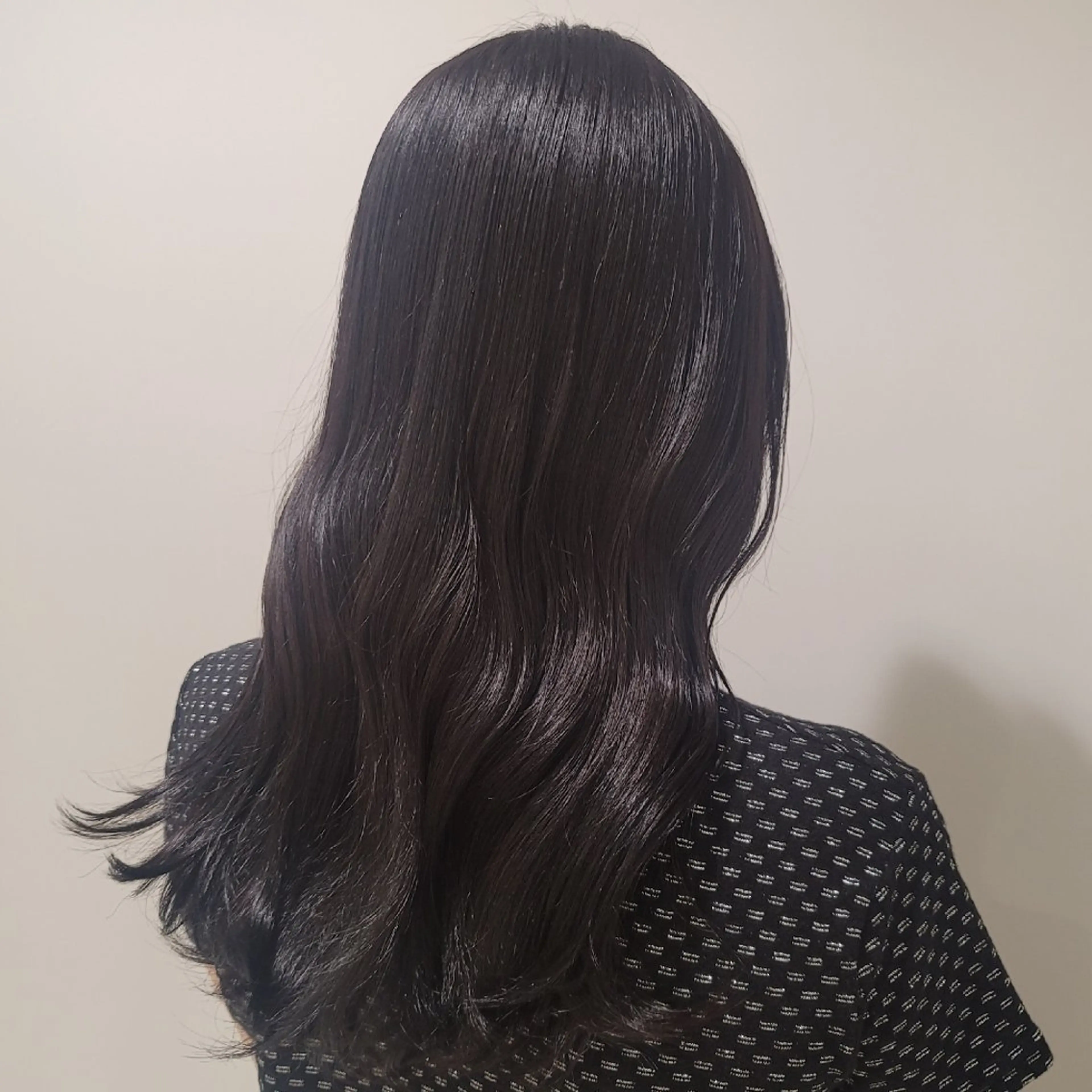セミロング カラー 黒髪 透明感カラー カットモデル/ セット/宮里心香のヘアスタイル