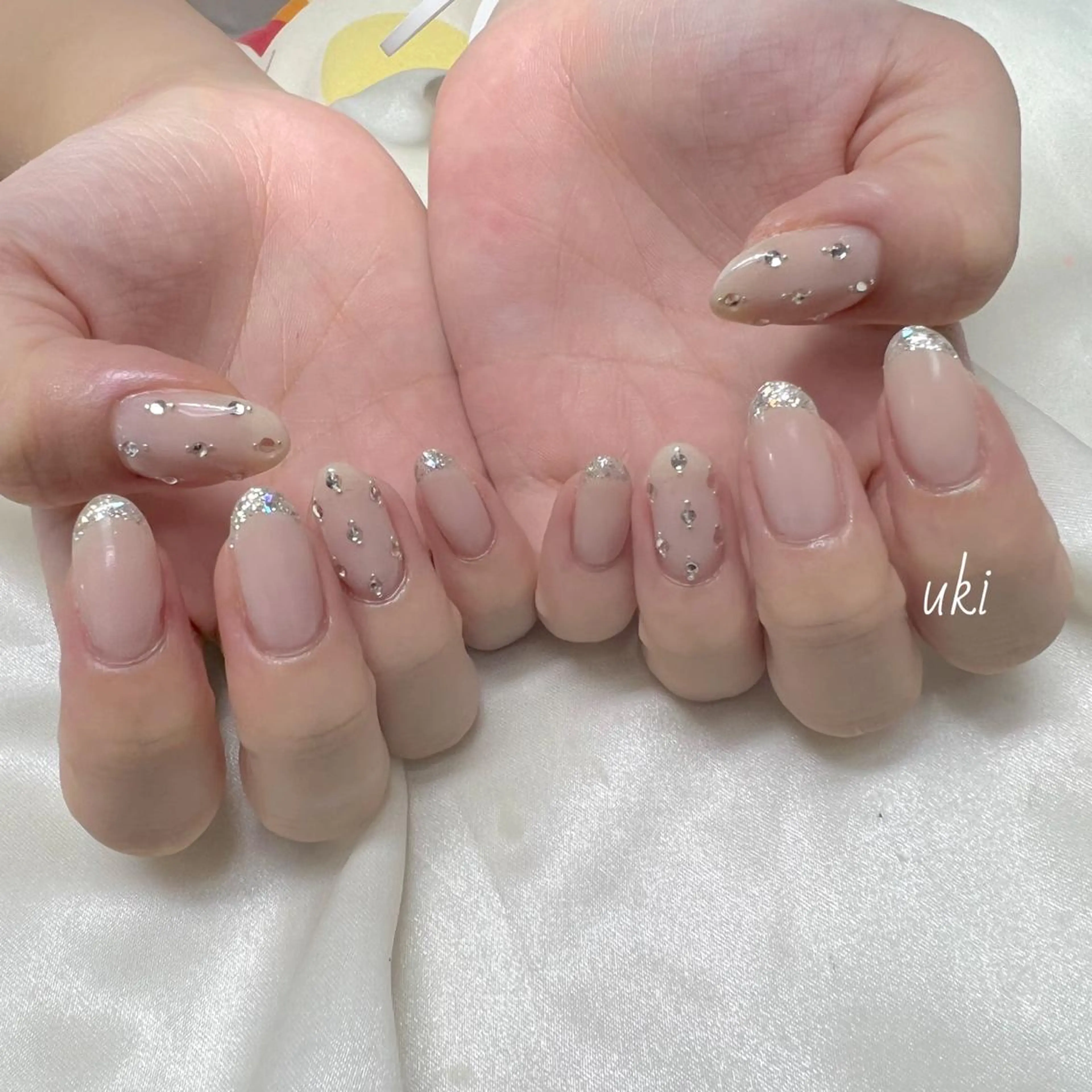 ネイル フレンチネイル ガラスフレンチ ハンドネイル Ameri nail /UKIのネイルデザイン