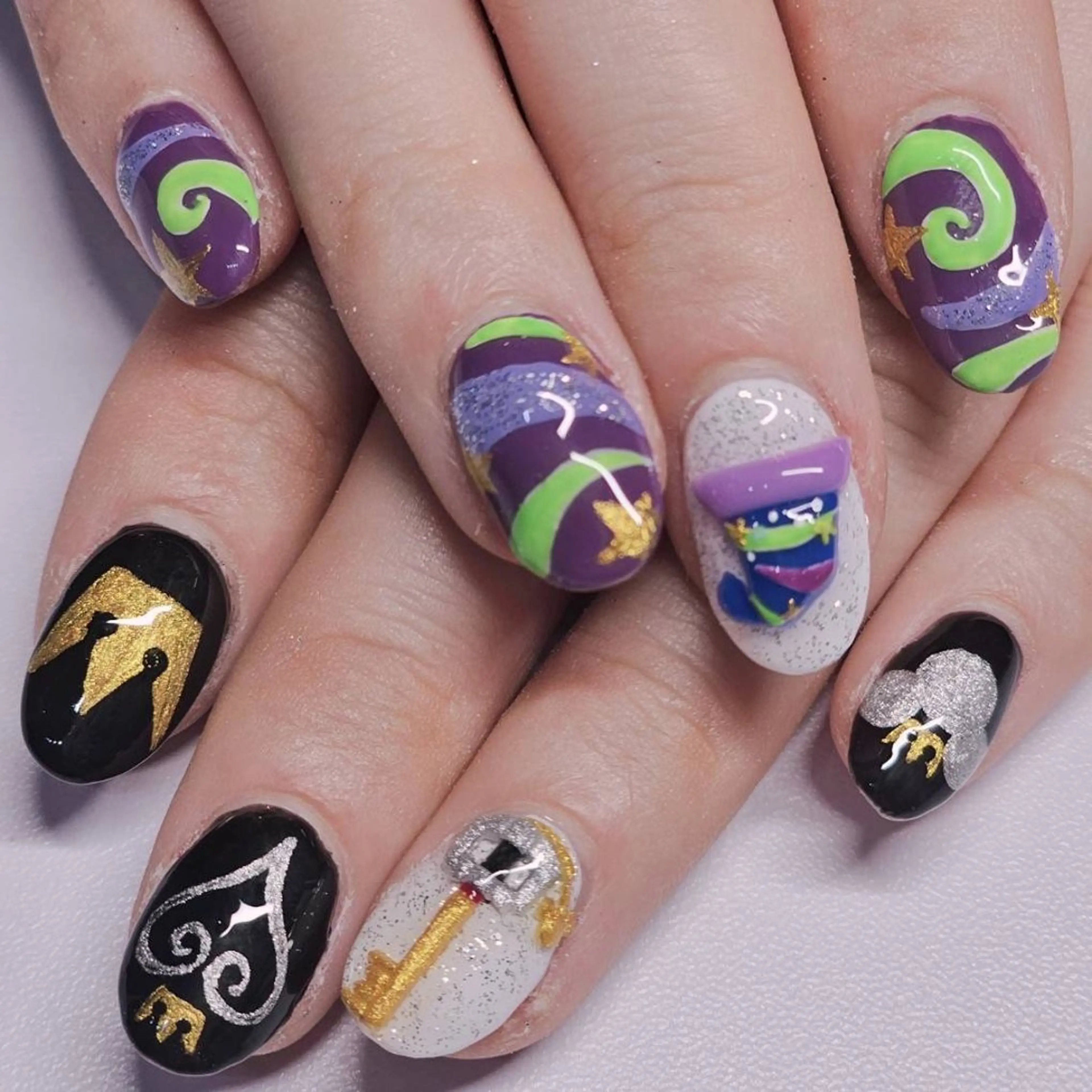 ネイル アートネイル ハロウィン パープル ハンドネイル よしだ ひろきのネイルデザイン