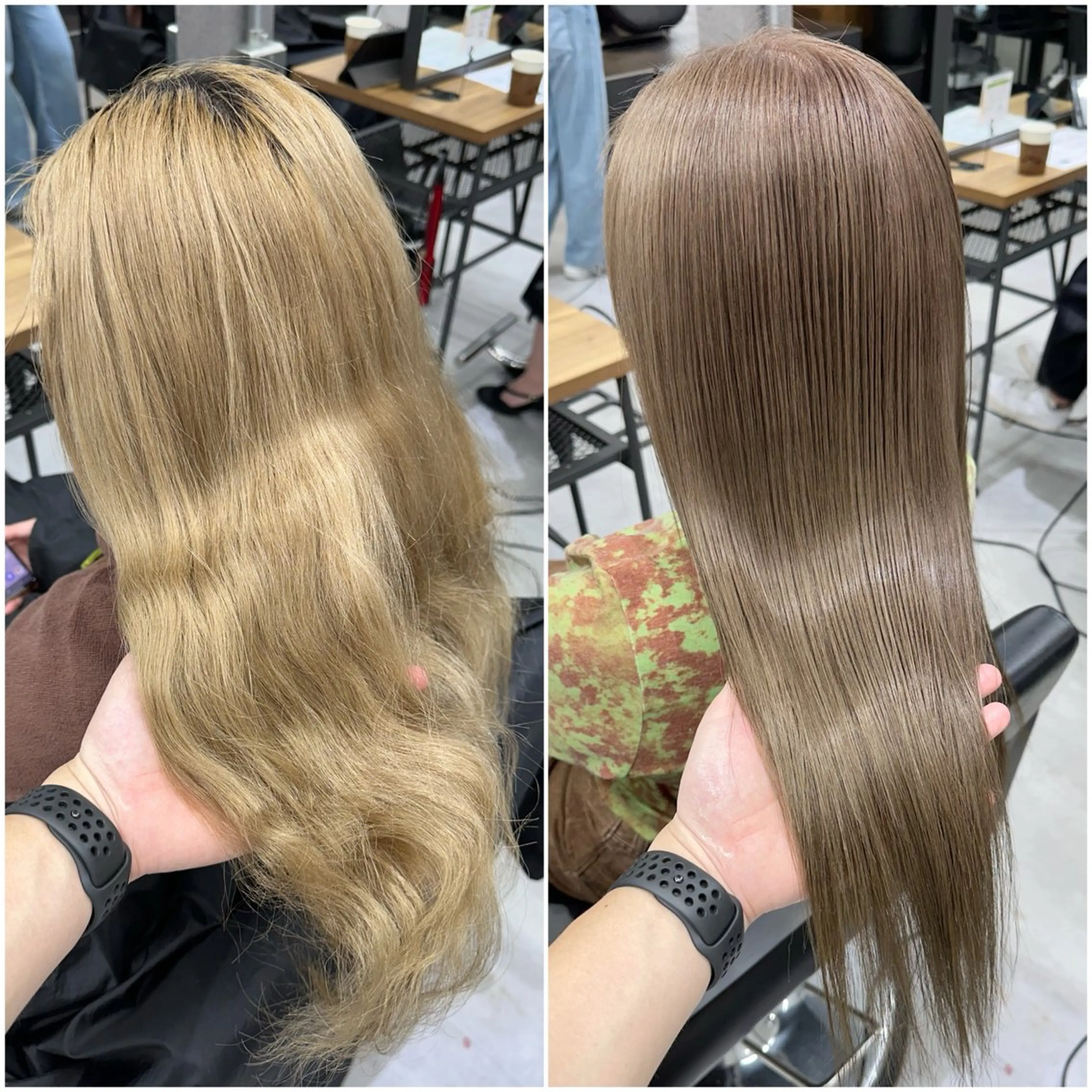 ロング カラー ベージュカラー ブラウンカラー ブラウンベージュ ダブルカラー ハイトーンカラー KEISUKE🐶 カラー✨エクステのヘアスタイル