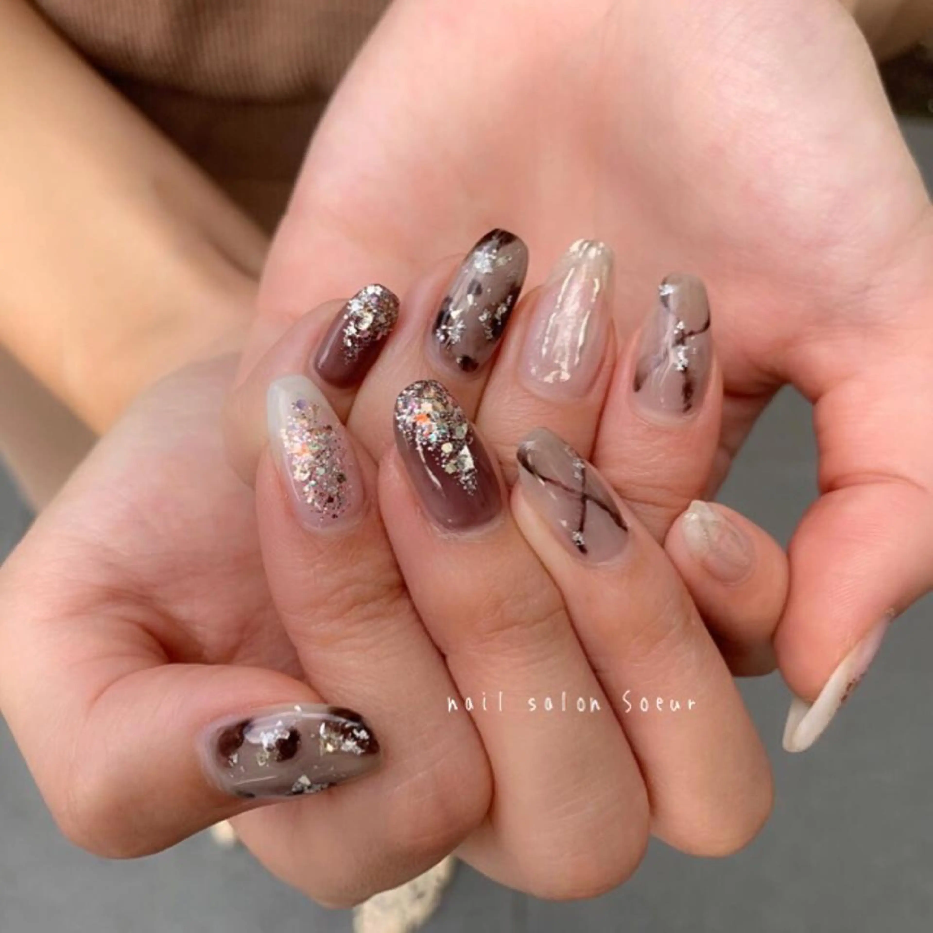 ネイル アートネイル 長さ出し ジェルネイル マットネイル ミラーネイル ハンドネイル nail salon Soeurのネイルデザイン