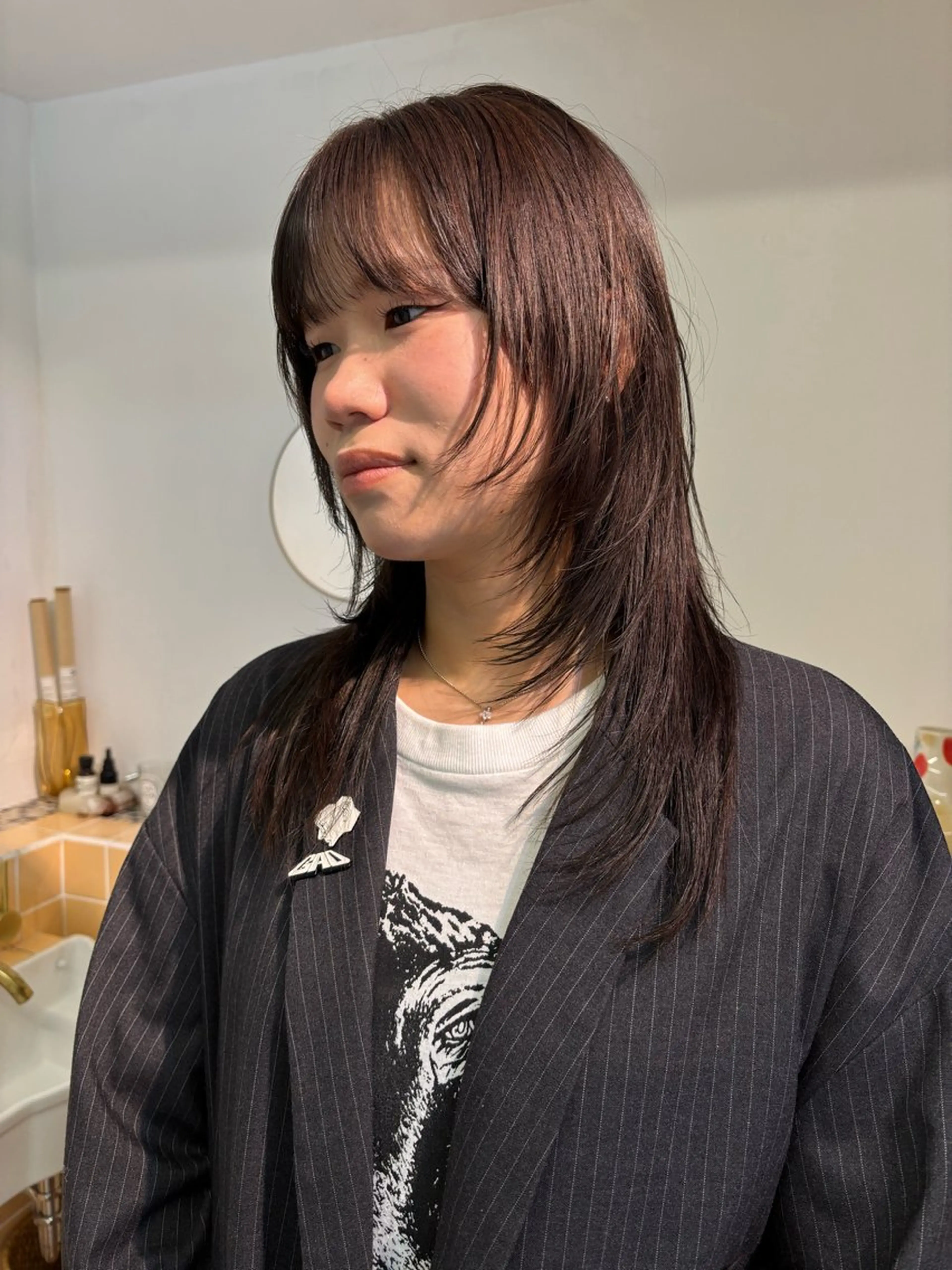 セミロング カラー カット ヘアカラー sakura🌸 レイヤー/韓国ヘアのヘアスタイル