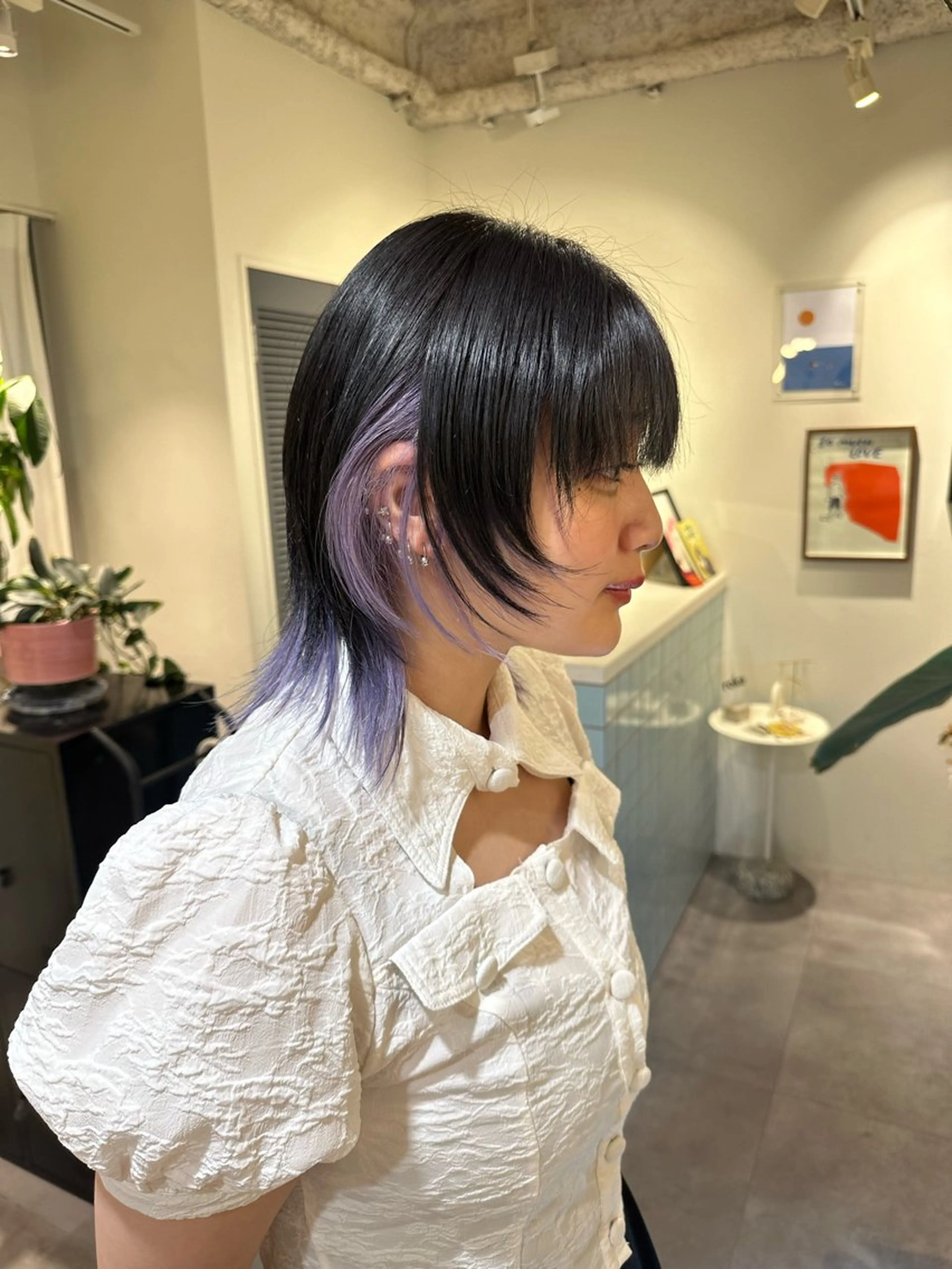 ミディアム カラー ヘアカラー HANAME 原宿美容室のヘアスタイル