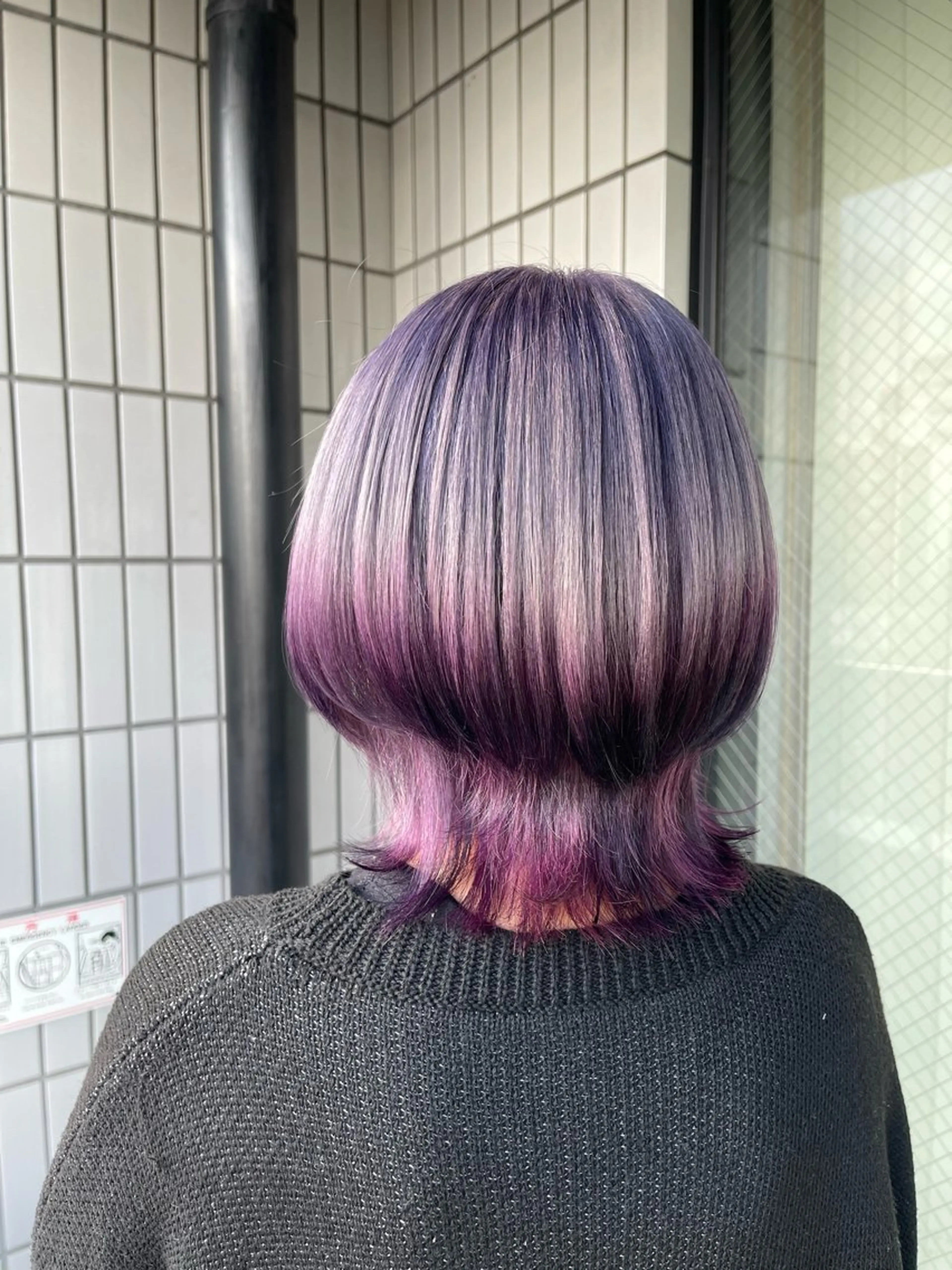 ミディアム カラー ブリーチ デザインカラー ハイトーンカラー ラベンダーカラー ラベンダーピンク ムラ修正/ ハイトーン💖Riaのヘアスタイル