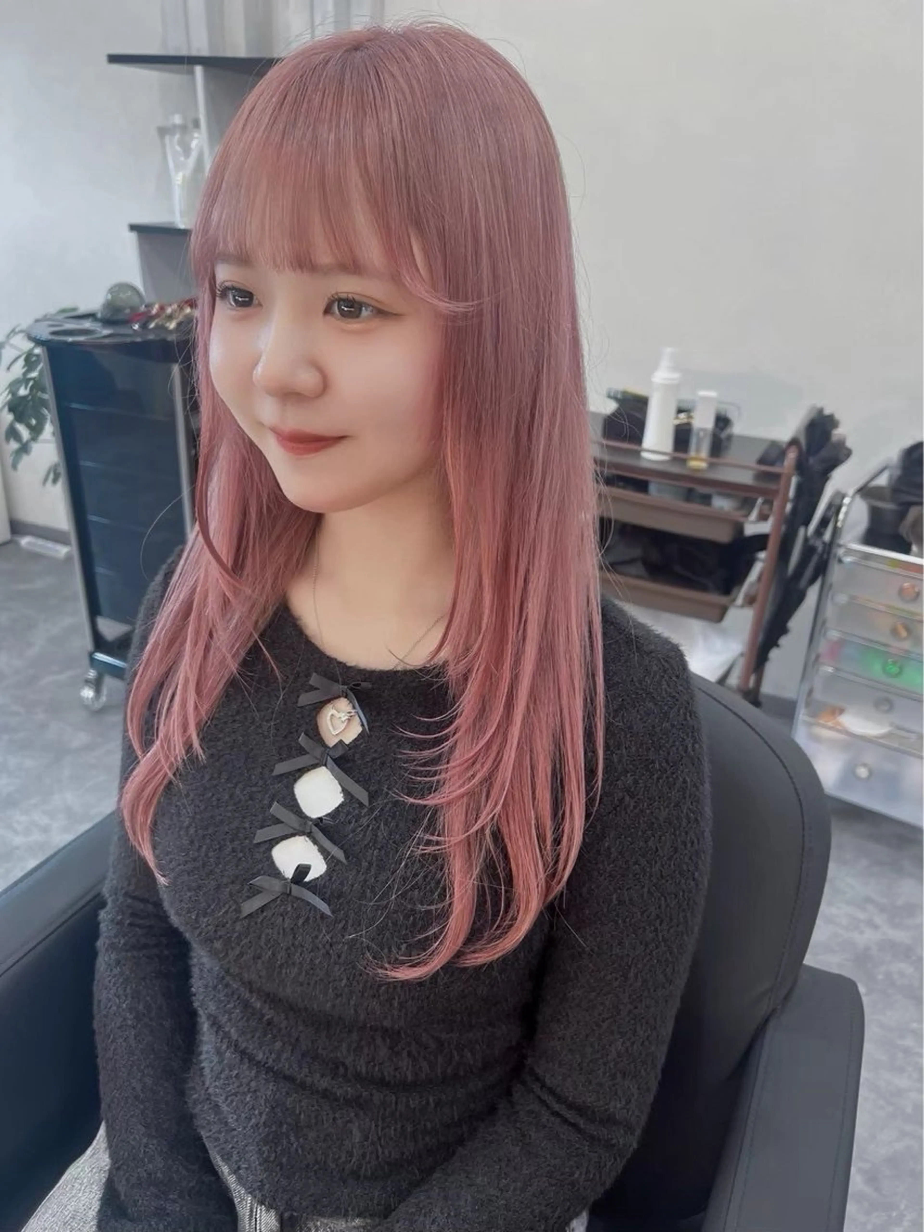 ロング ショートボブ 韓国風カラー ボブ ハイライト 髪質改善 神田 姫奈｜郡山 ｜韓国風ヘア‪‪♡のヘアスタイル