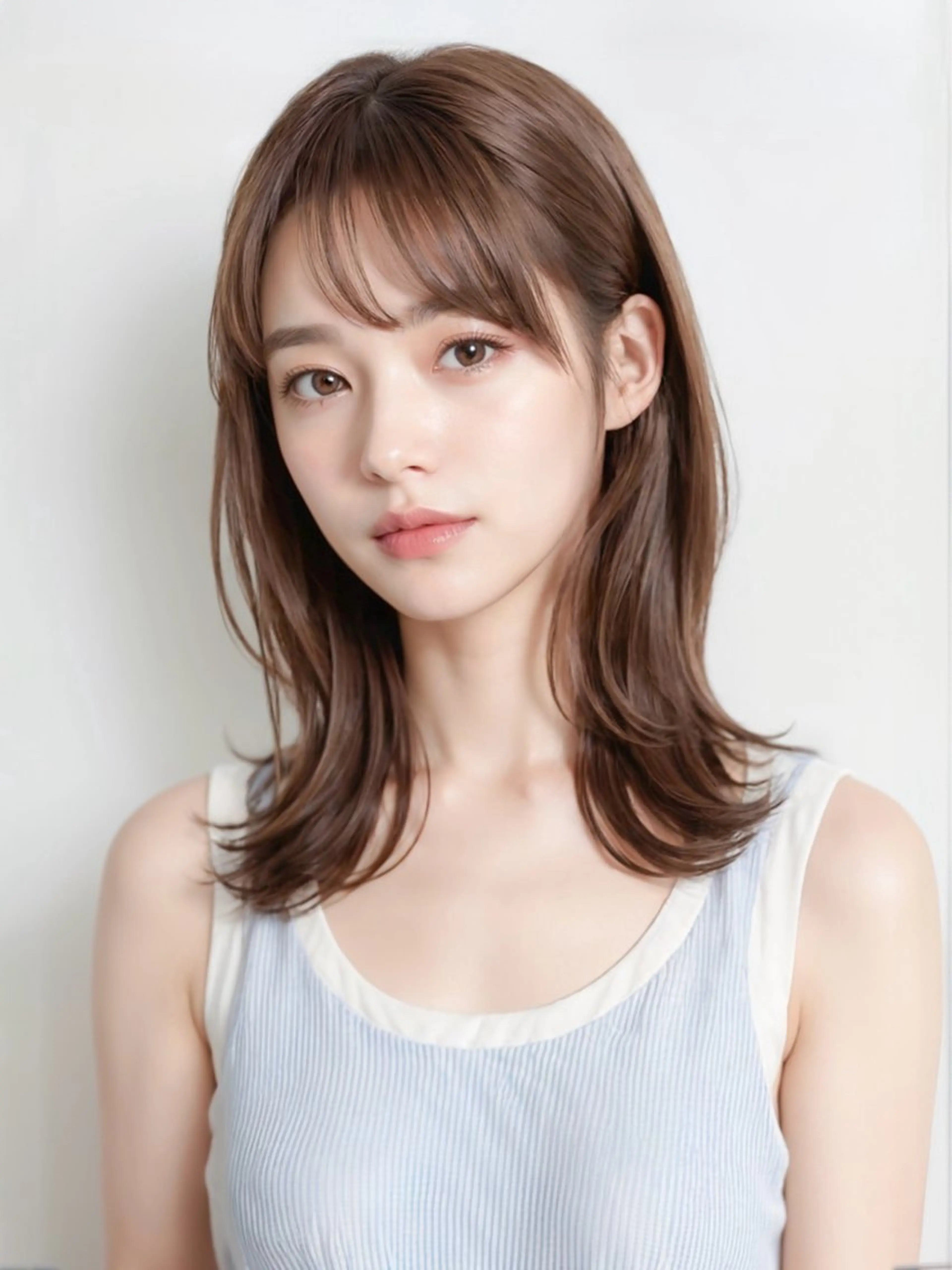 ミディアム 韓国風ヘア レイヤーカット 神戸でブリーチなら puty/レイヤーのヘアスタイル