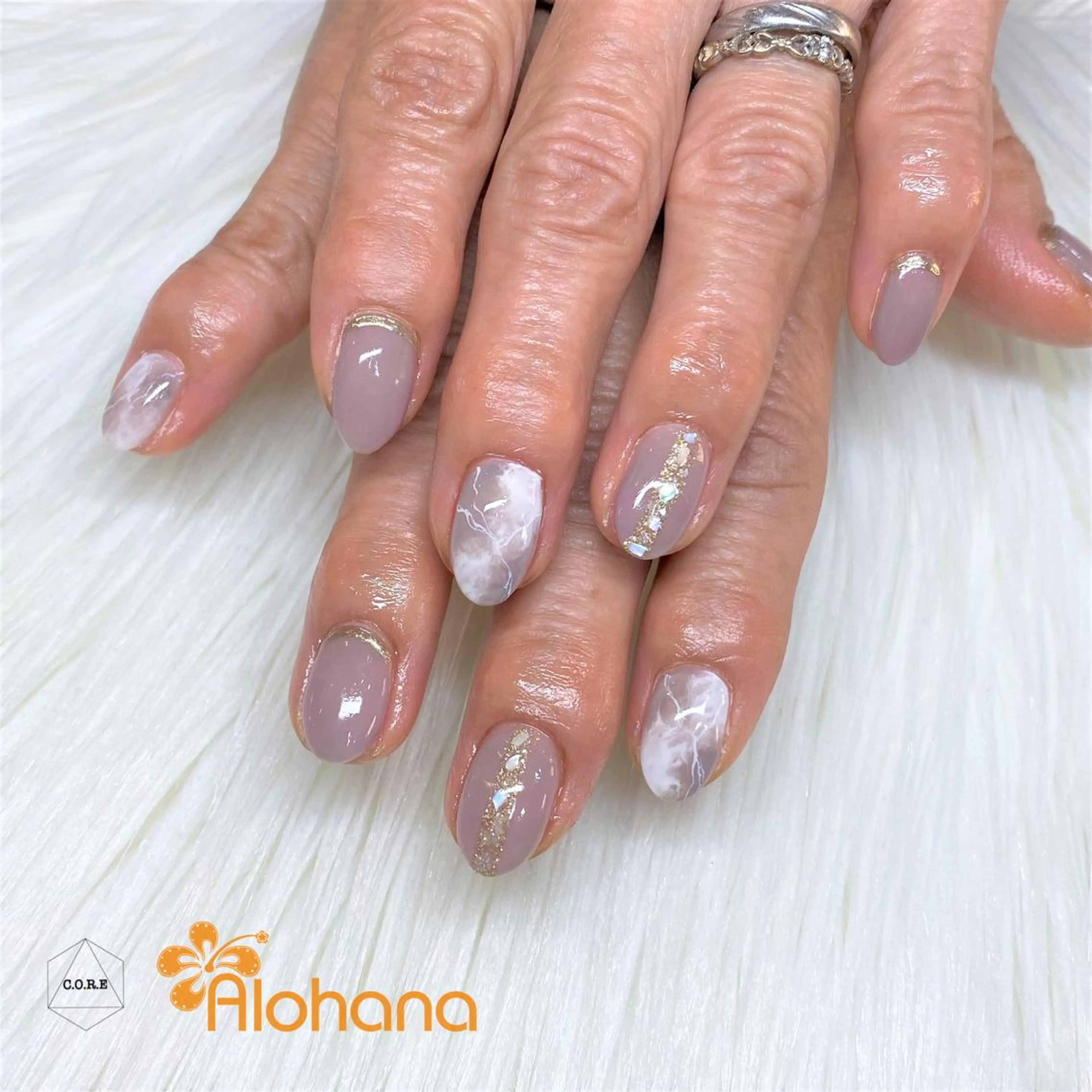 ネイル 大理石ネイル(マーブル) ハンドネイル Alohana Minaのネイルデザイン