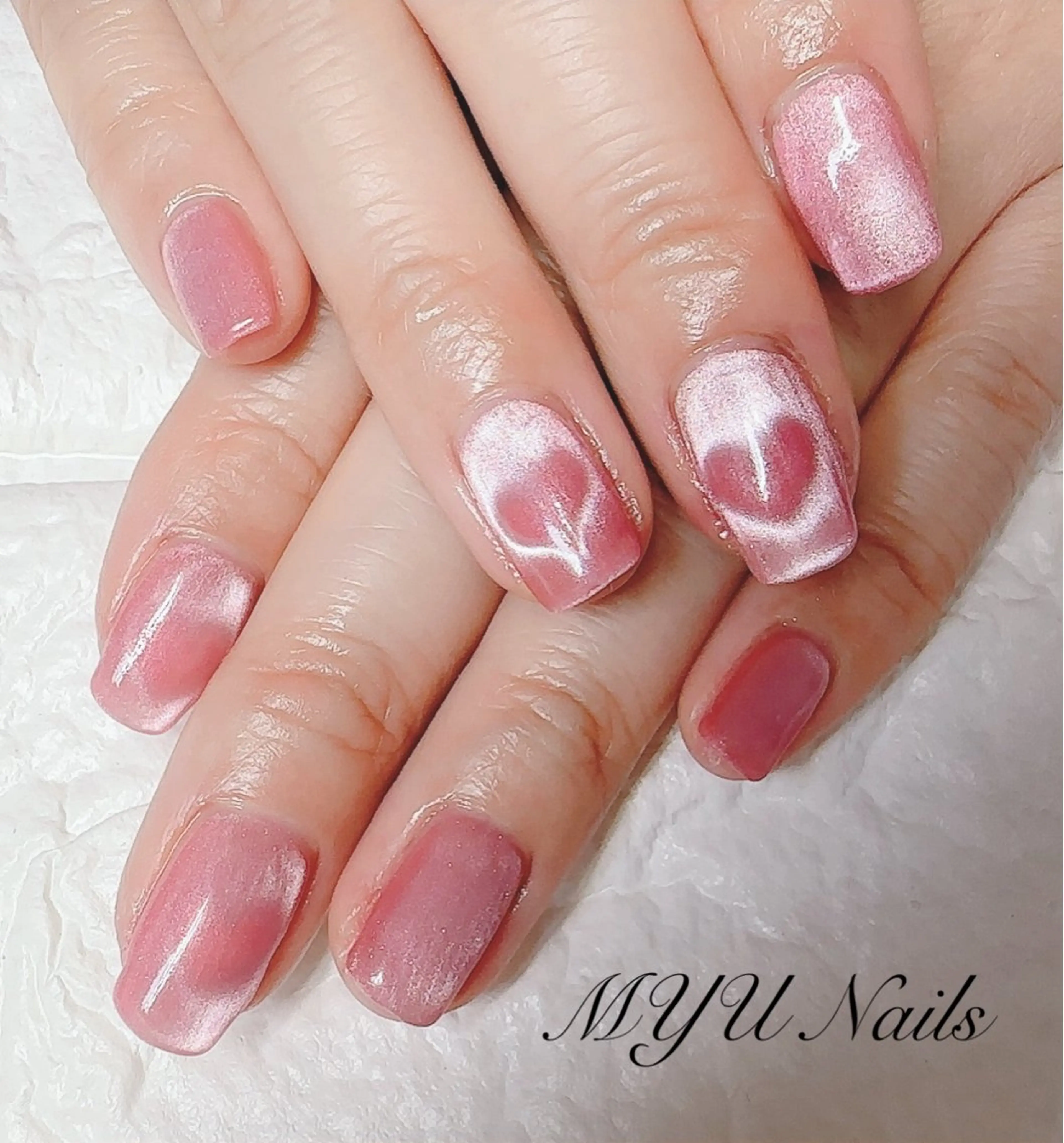 ネイル ジェルネイル ハート マグネットネイル 持ち込み ニュアンスネイル ハンドネイル MYU Nails所属・ニュアンスネイル🌈 MYU Nailsのネイルデザイン