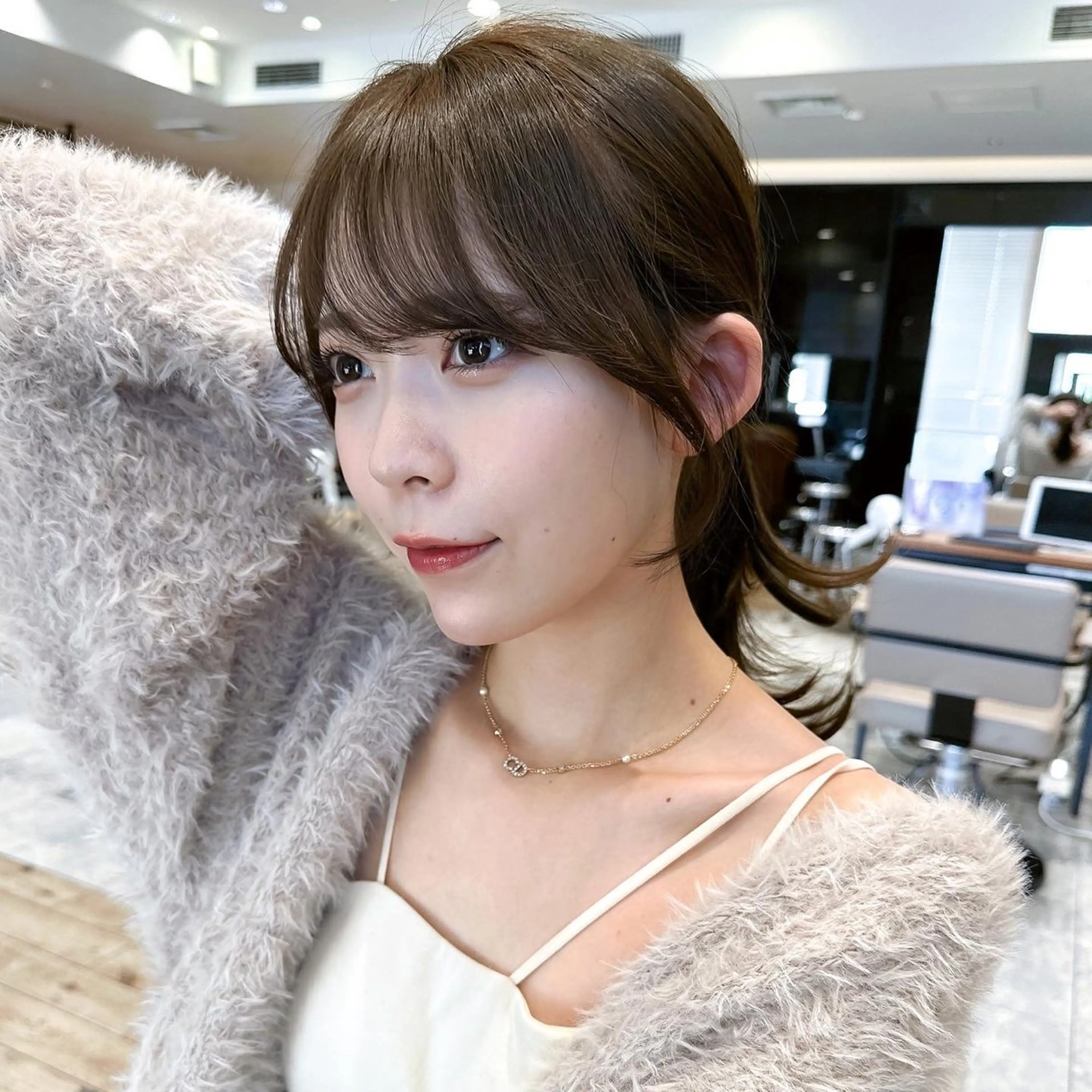 セミロング カラー ベージュカラー ブラウンカラー ブラウンベージュ くびれヘア 顔周りカット 顔周り/くびれヘア 韓国ヘア💕風間るなのヘアスタイル