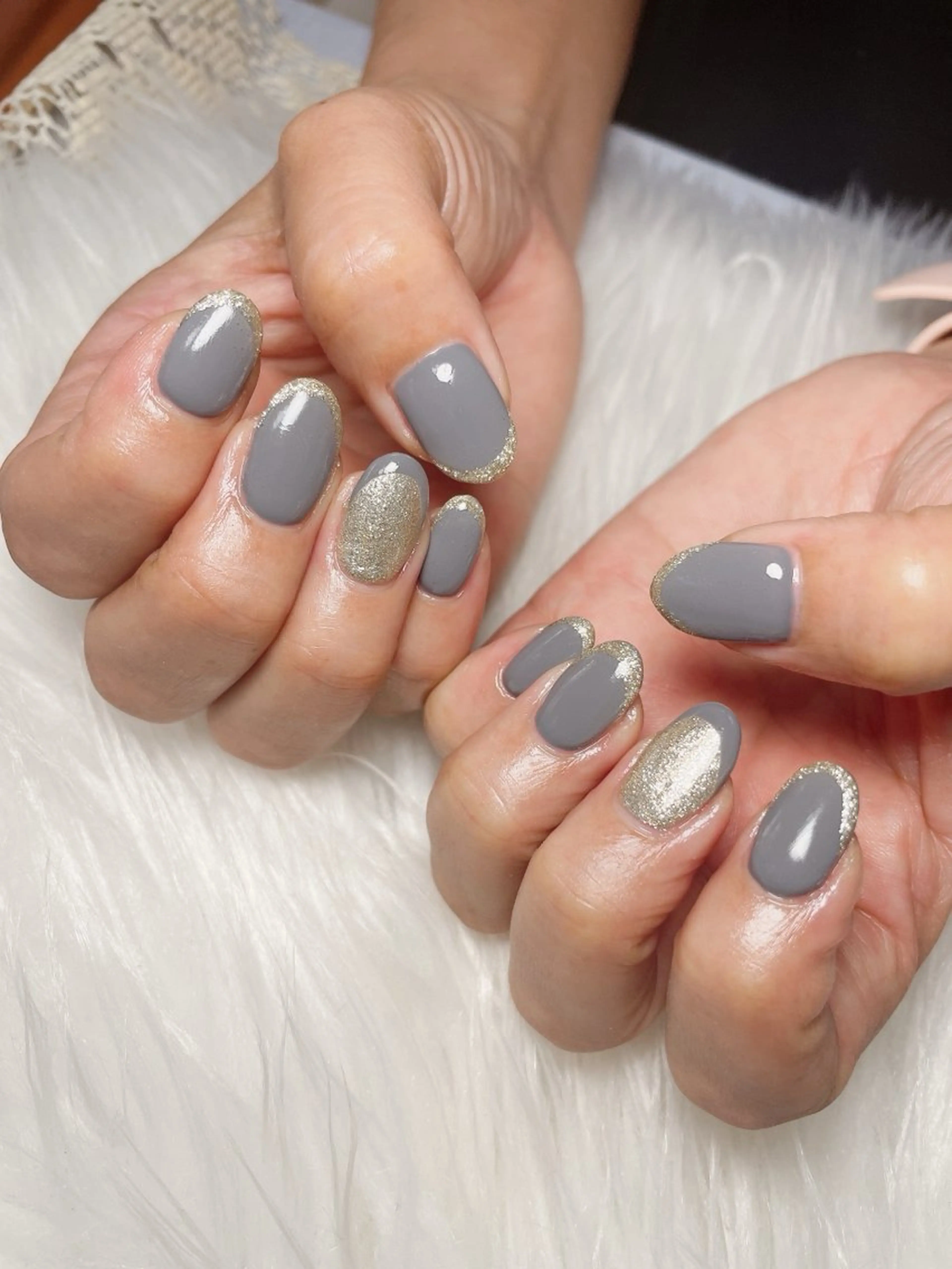 ネイル フレンチネイル ラメ(グリッター) ハンドネイル nailsalon Rinのネイルデザイン