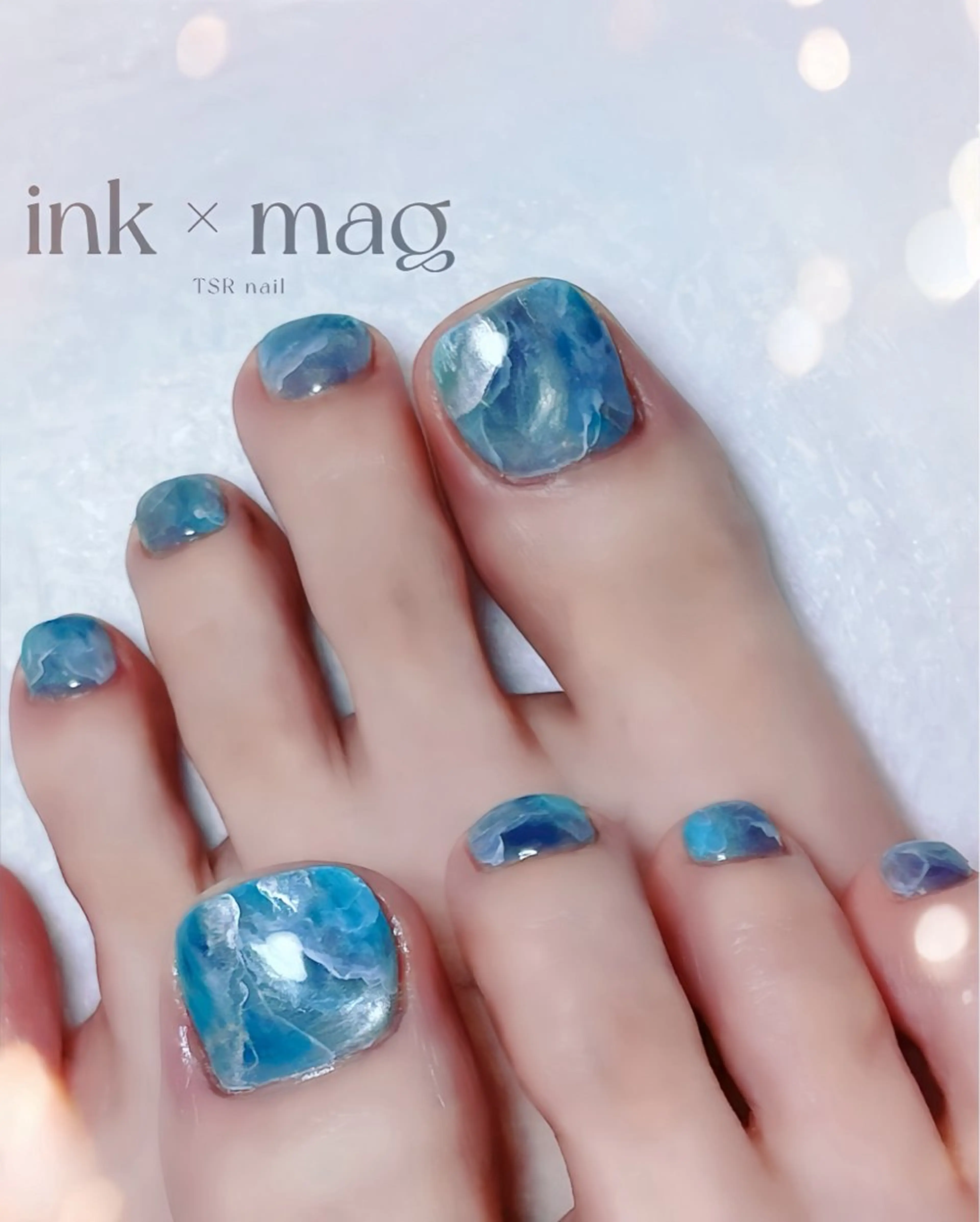 ネイル ブルー フットネイル ゴールド グリーン マグネットネイル 爪咲 りり花のネイルデザイン