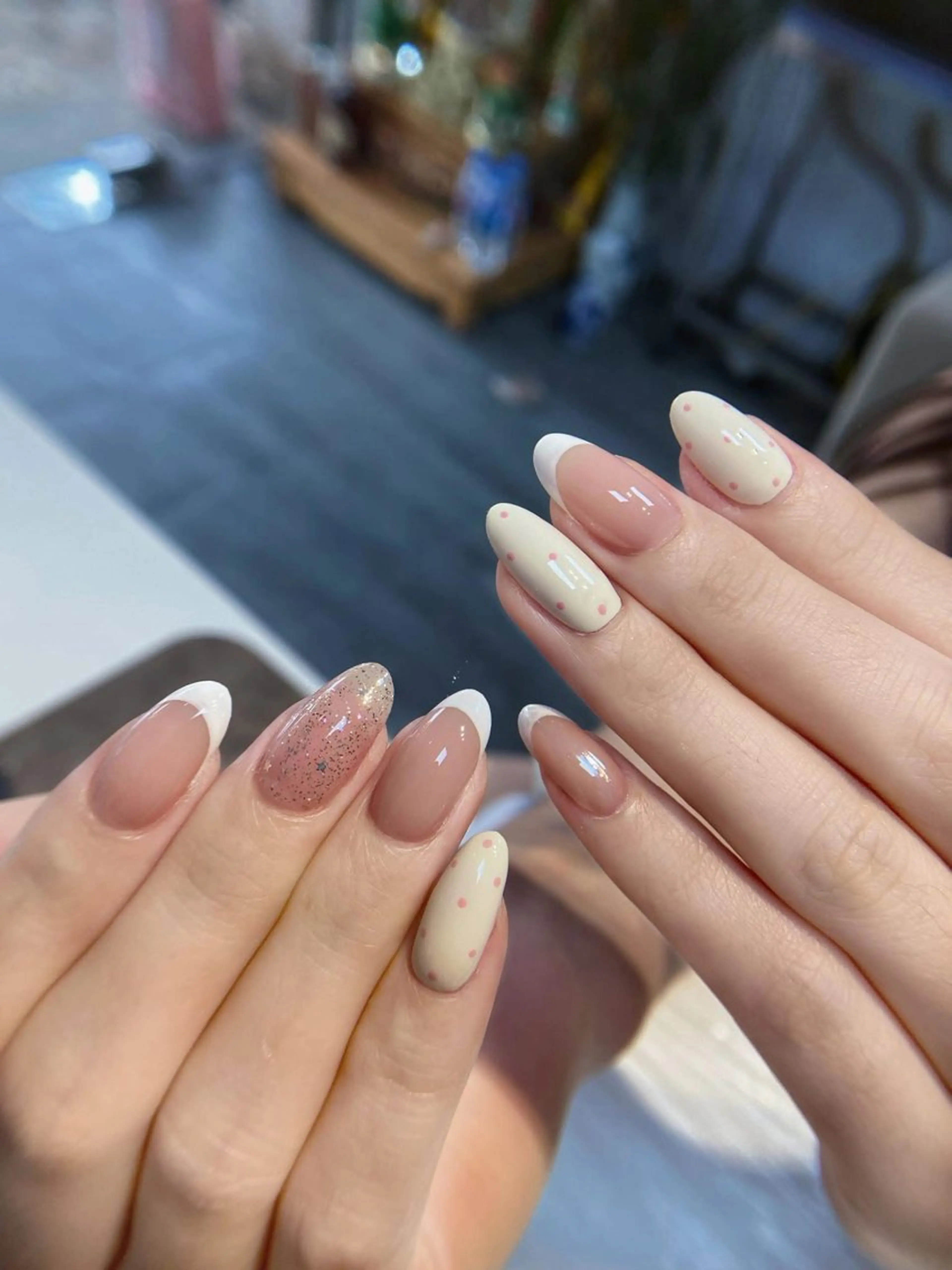 ネイル ガーリー キラキラネイル 韓国ネイル 持ち込み ワンホンネイル MEO MEO NAIL  守山のネイルデザイン